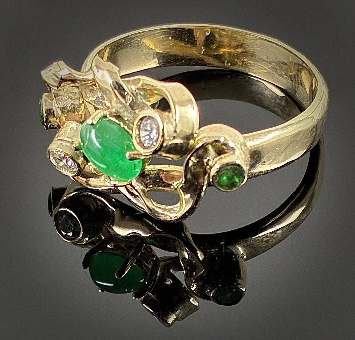 (103) 9ct.Gold and Emeralds and diamond Ring