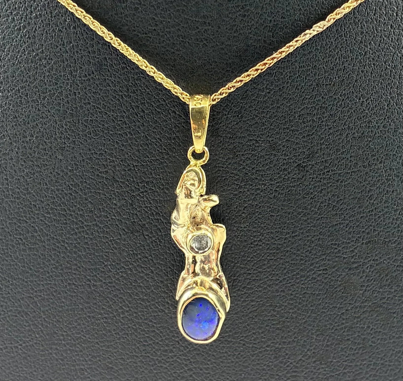 (43) 9ct Gold and Opel and Diamond Pendant