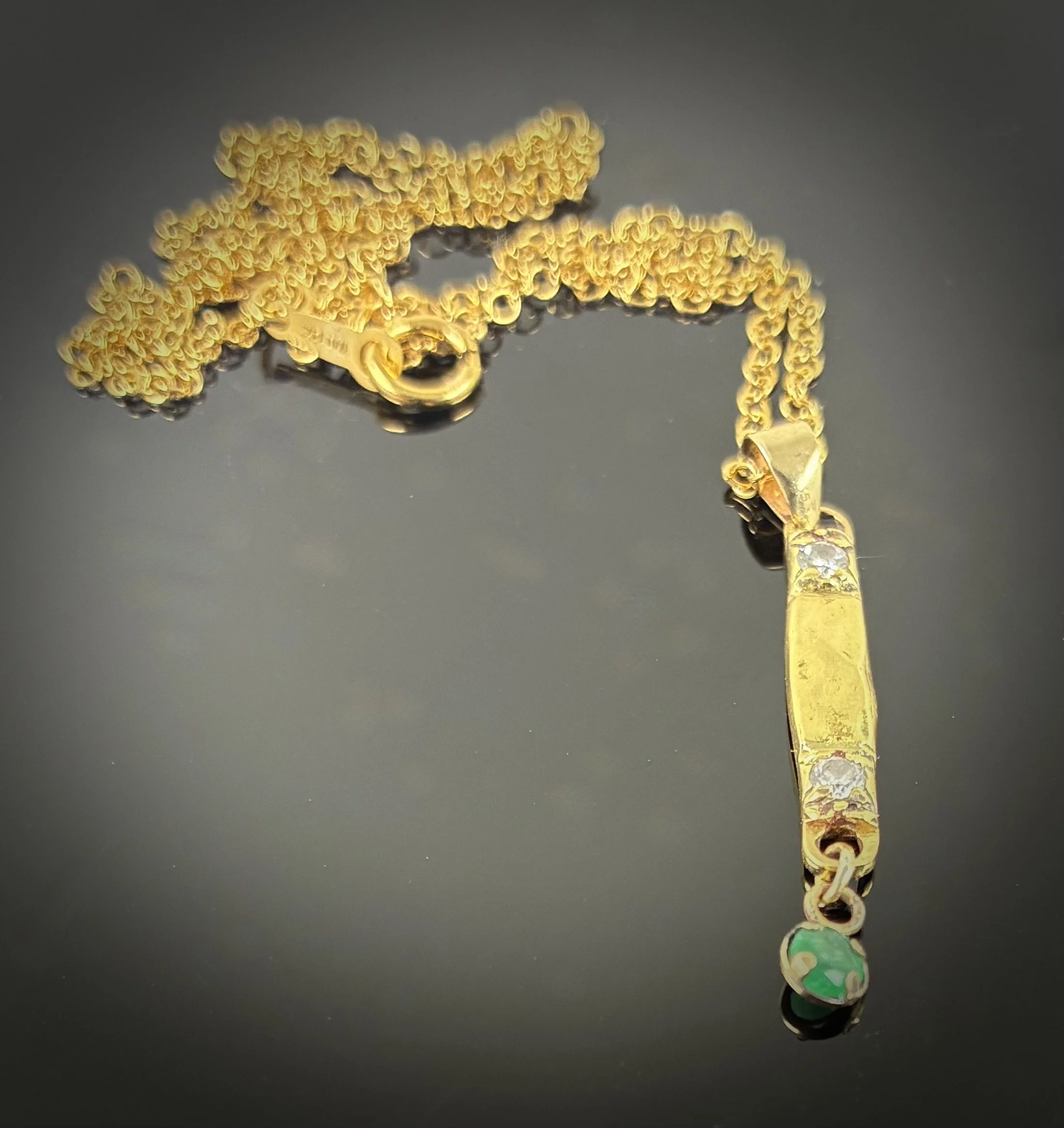 (64) 18ct Gold and Emerald and Diamond Pendant