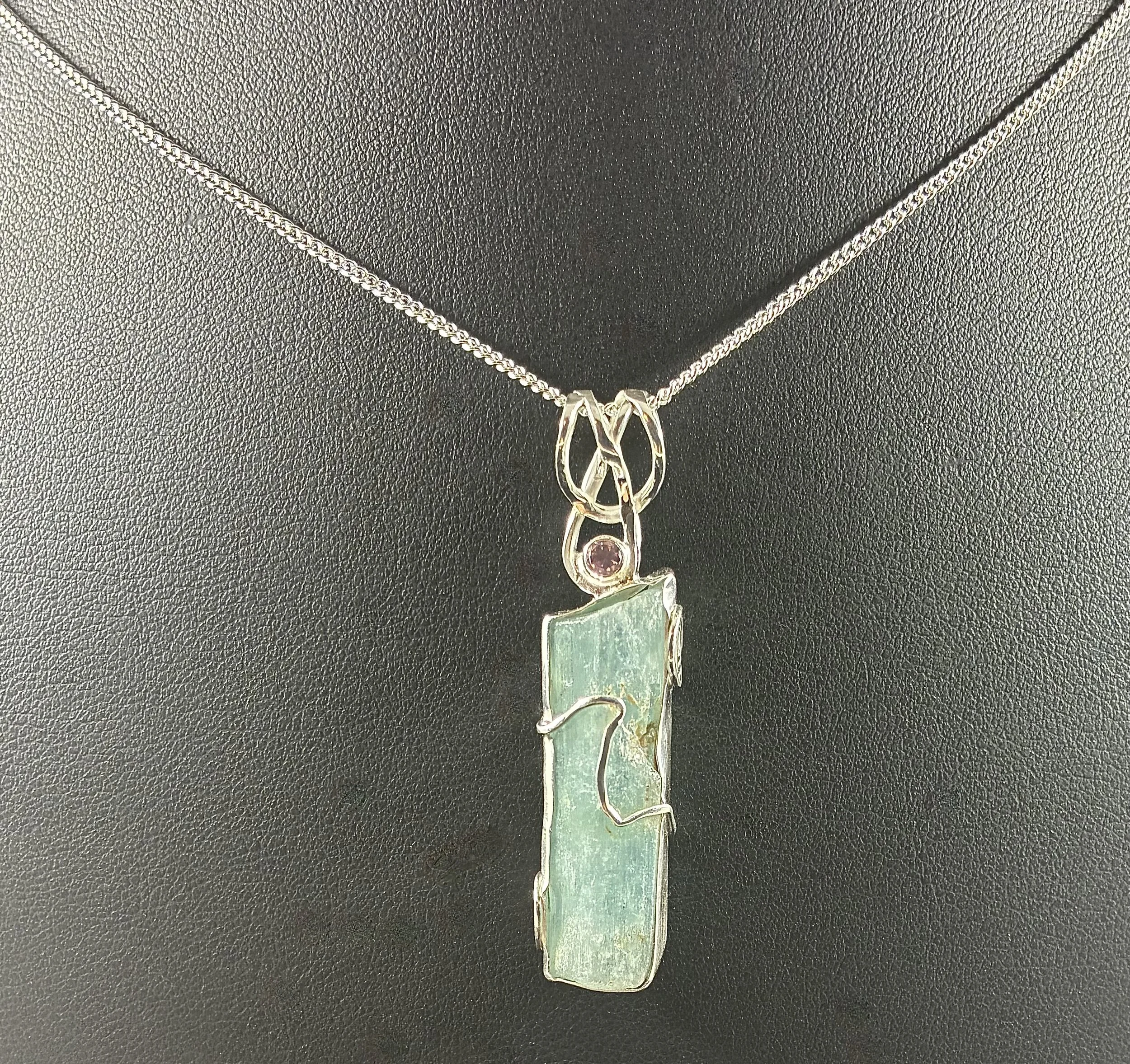 (58) Sterling Silver And Amethyst And Aquamarine Pendant