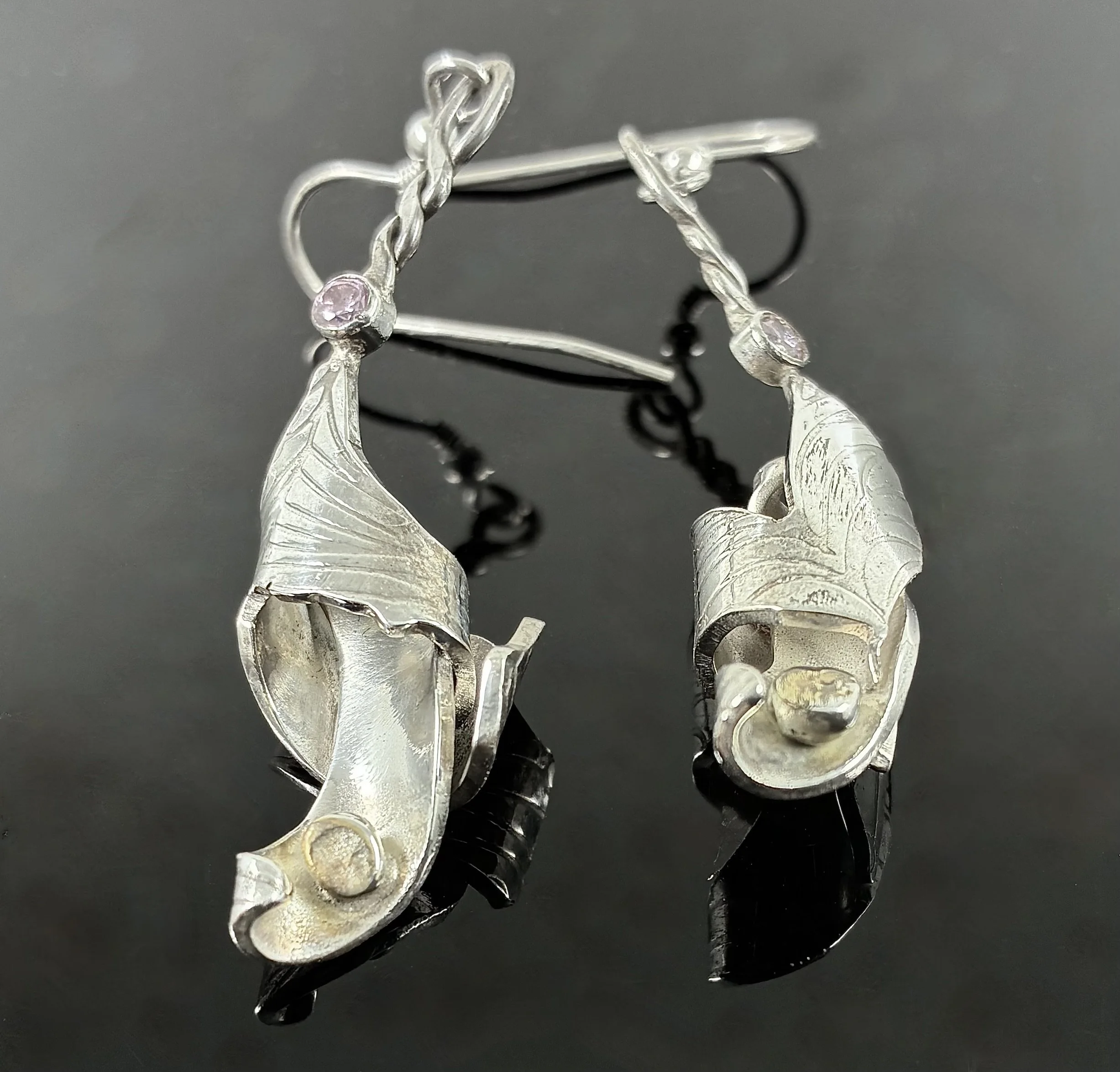 (20) Argentium  Silver and Amethyst Earrings