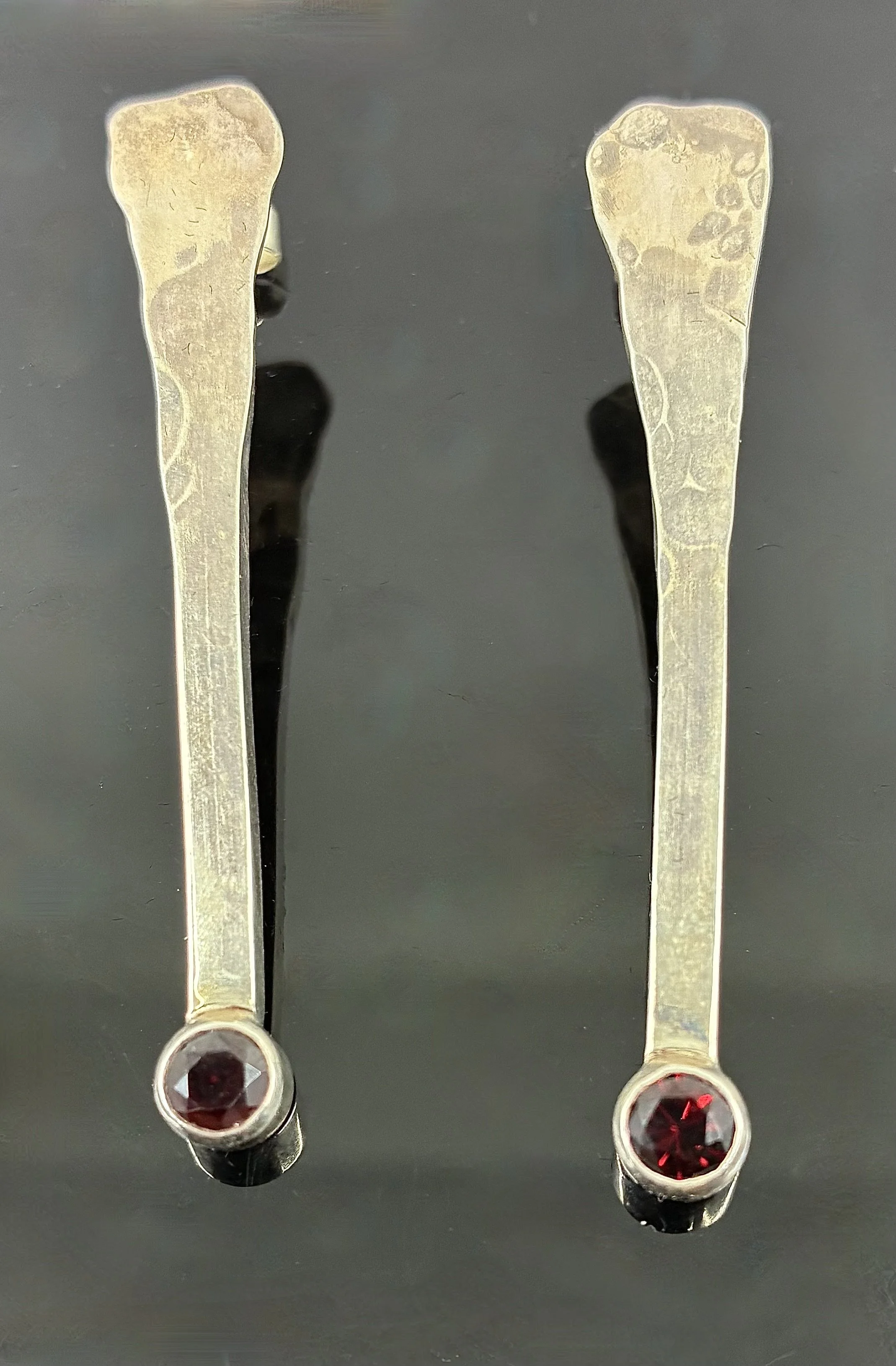 (18) Sterling Silver and Garnet Earrings