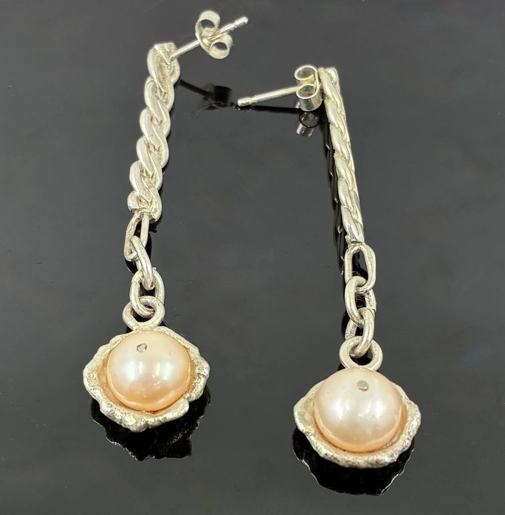 (16) Sterling Silver and Pearl Earrings
