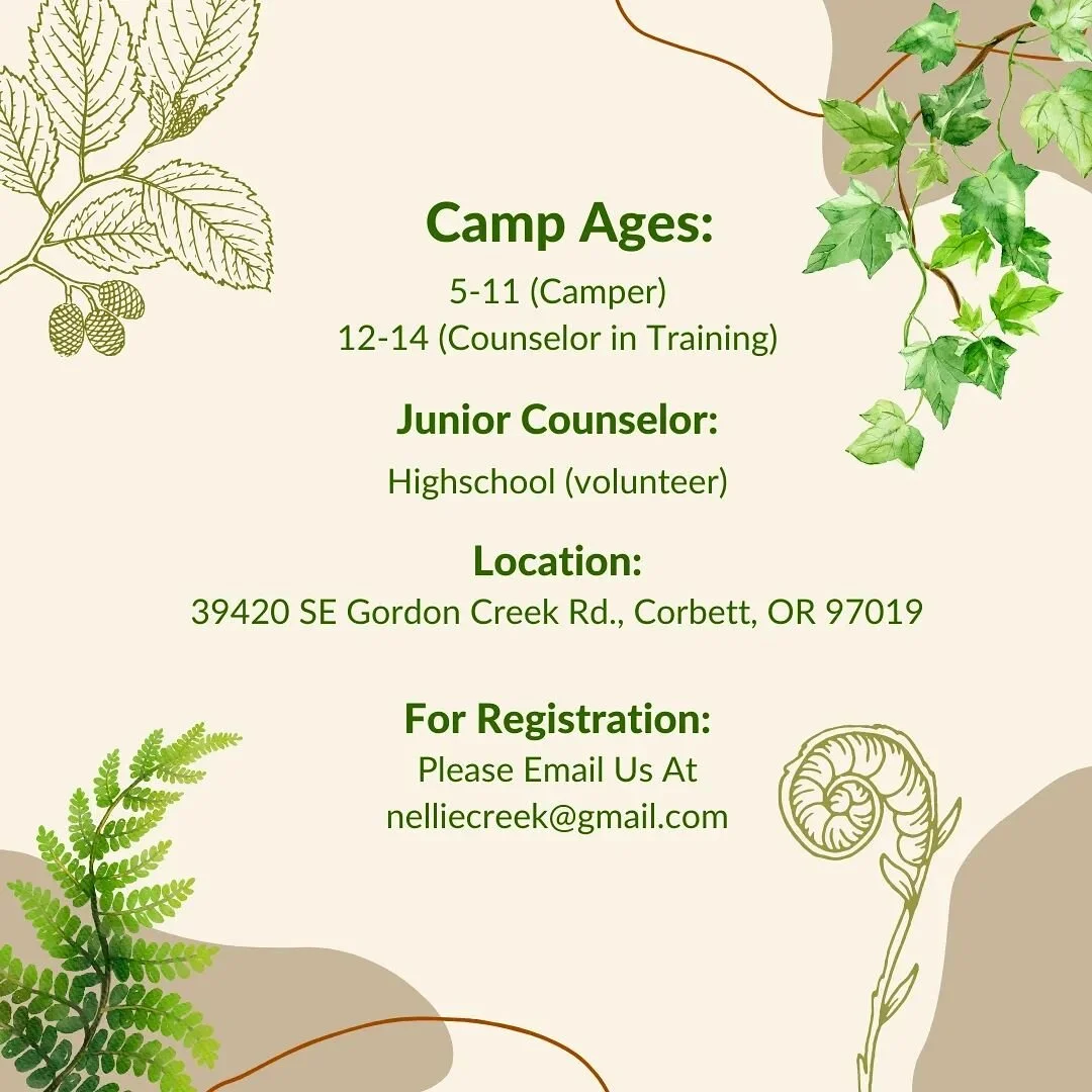 Camp Ages, Volunteer Opportunities, and Contact info 📝🌲

#summercamp2023 #summer #corbett #oregon #nature #volunteer #camper