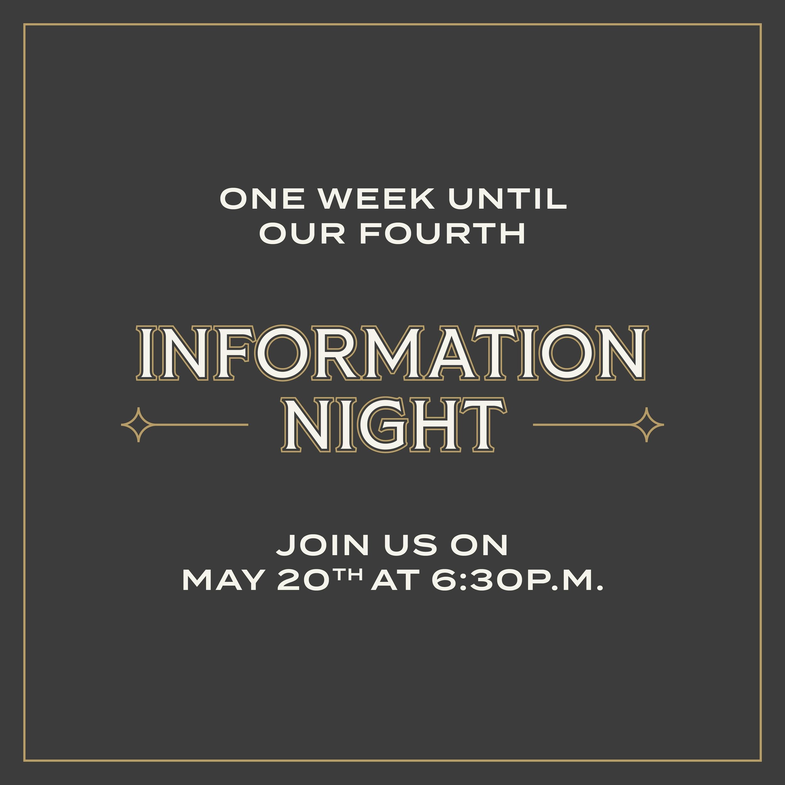 One more week till our info night! We hope to see you there!