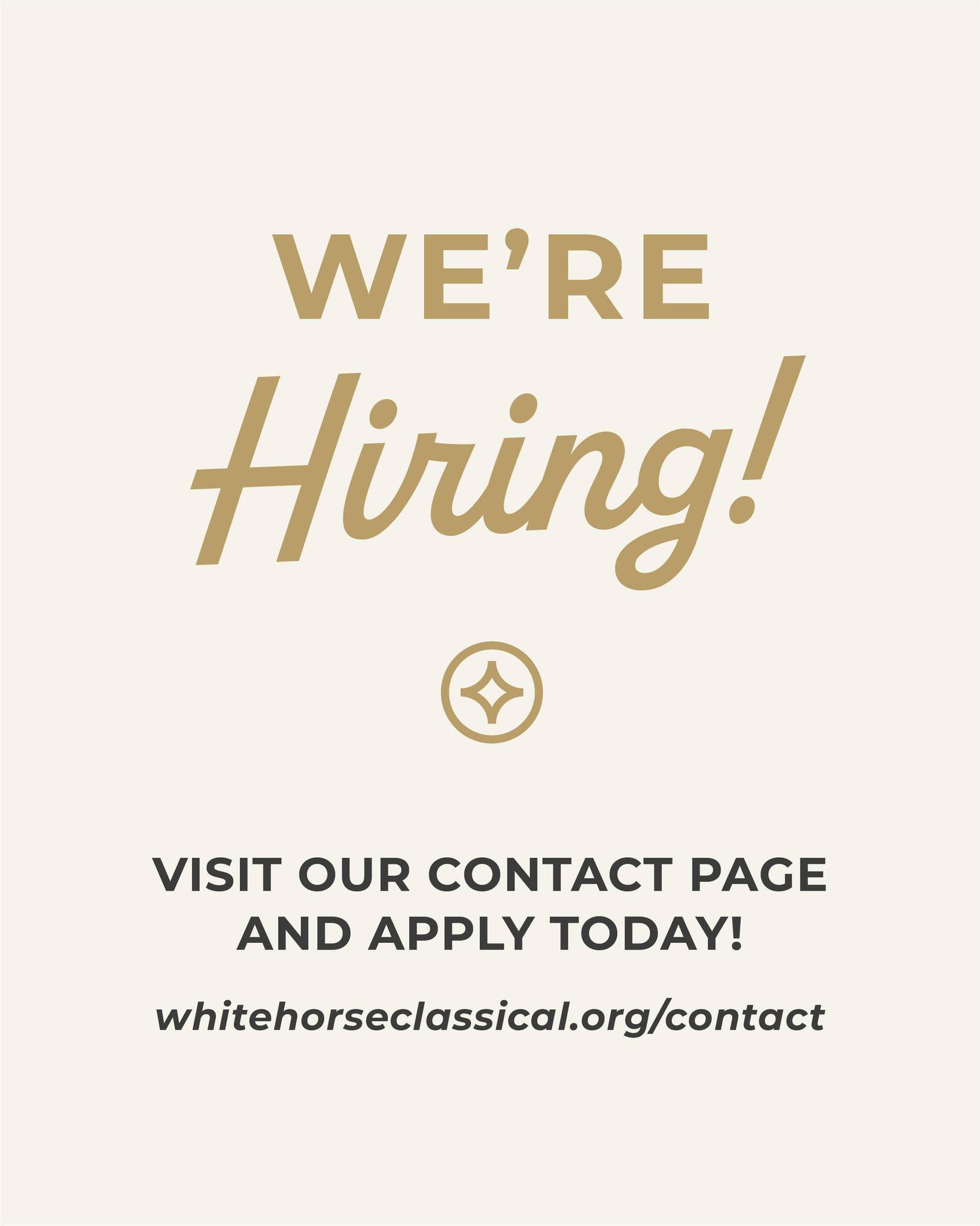 We&rsquo;re pleased to announce an open teaching position at White Horse Academy for the 2025-26 school year! We seek a passionate elementary educator who loves the Lord and delights to inspire young learners. We welcome our school families and frien