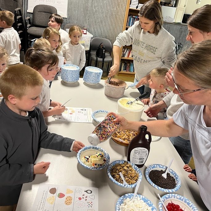 Last day of our inaugural school year! 

🍦 Students celebrated with an ice cream buffet, using play money to &quot;buy&quot; their favorite toppings&mdash;a tasty way to integrate math! 

🙏 We are deeply thankful to God for the learning and discipl