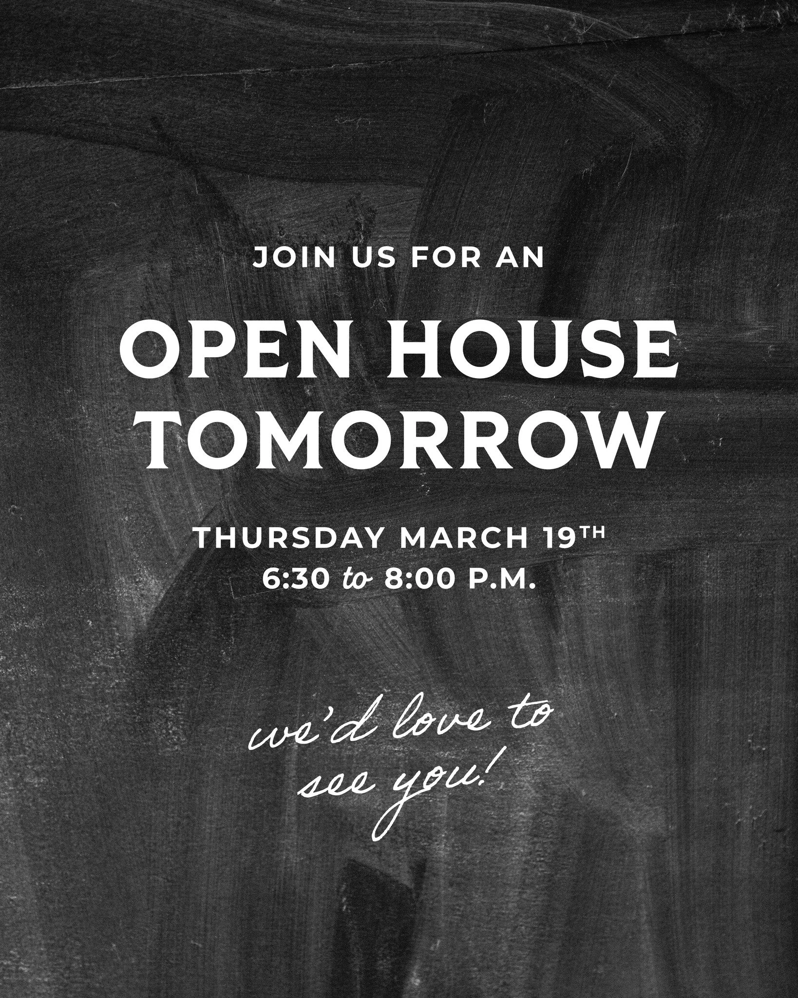 Open House tomorrow night! 
Join us to learn more about Classical Christian Education and how White Horse Academy can partner with you to help raise faithful Christian cultural leaders. 

👨&zwj;👩&zwj;👧&zwj;👦 Who: Parents with K-7 students next ye