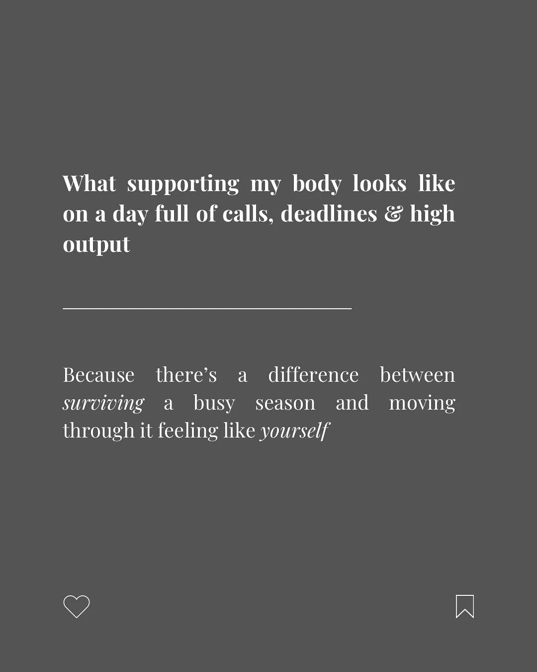 Instead of hating how busy you are, what if you focused on how you are supporting yourself in the time you do have?

There will always be times when escaping the workload is impossible

Busy seasons, big deadlines, being pulled in 100 different direc