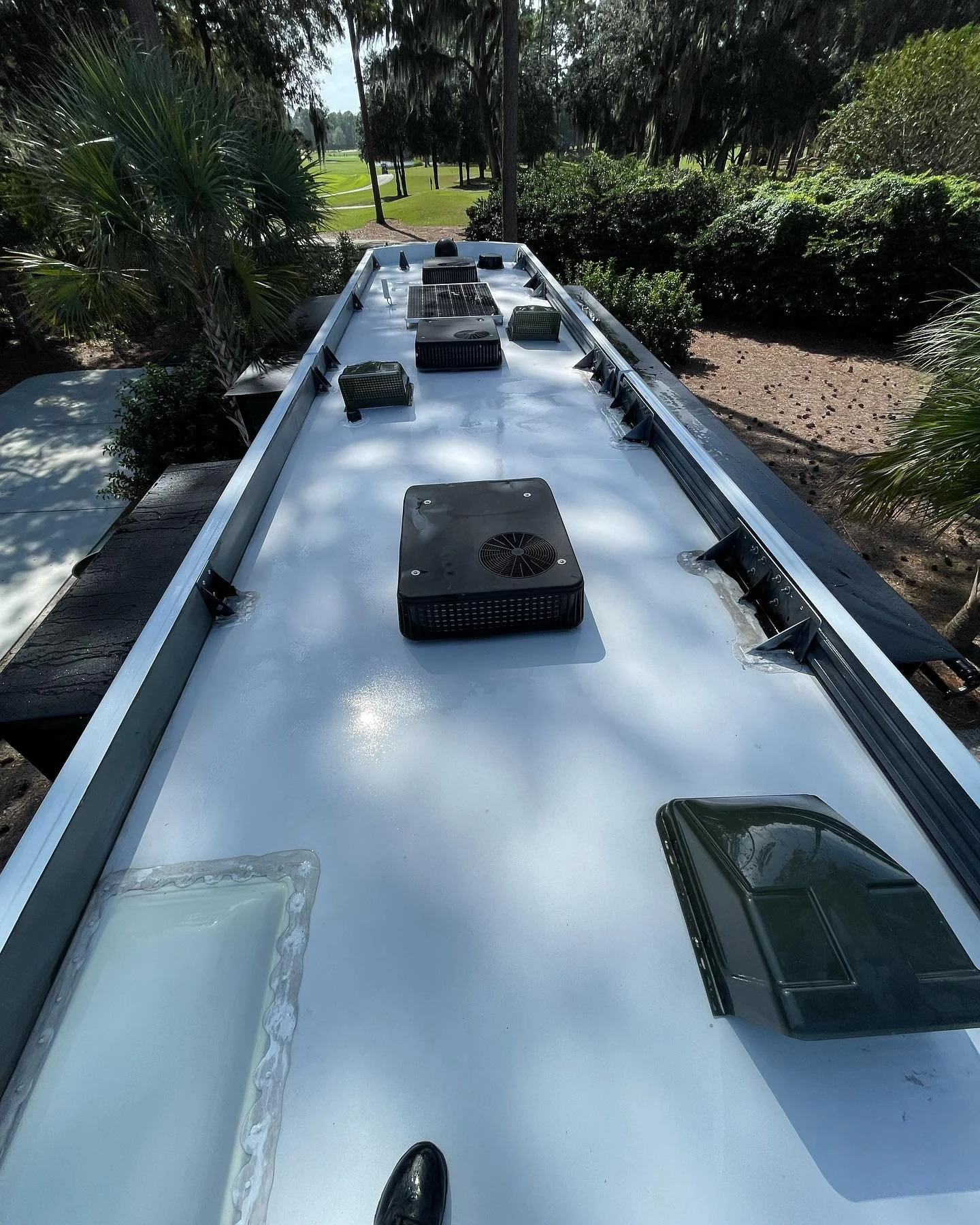 Cleaned white rv Roof