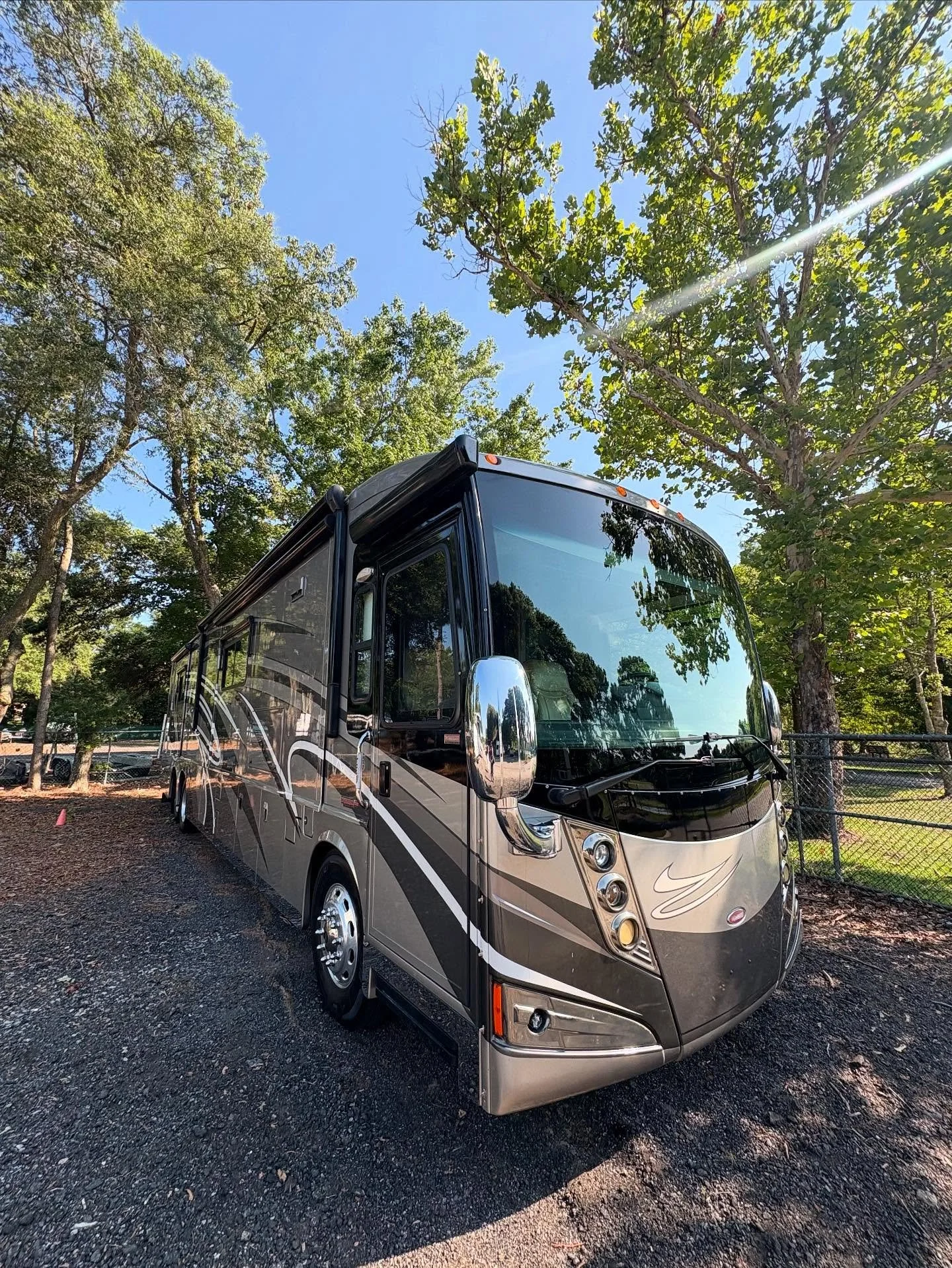 A modern, black and silver recreational vehicle (RV) Detailing Beaufort, Bluffton and Hilton Head Island