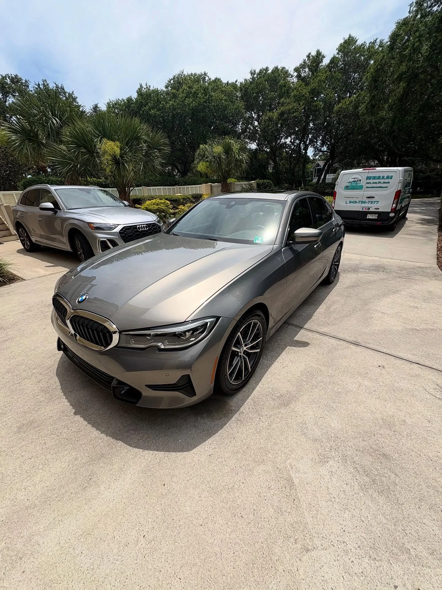A silver BMW sedan parked on a driveway Detailing Beaufort, Bluffton and Hilton Head Island