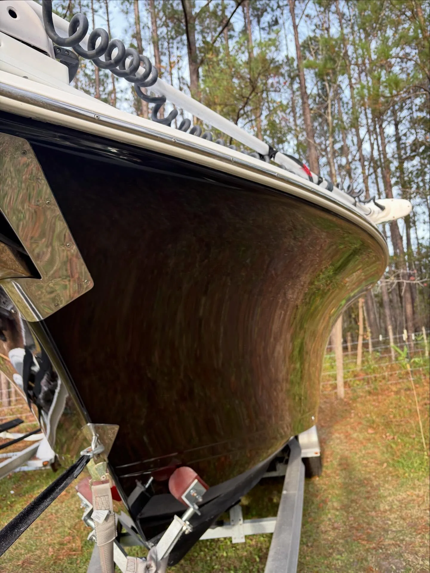 a very shiny Boat Exterior after oxidation removal