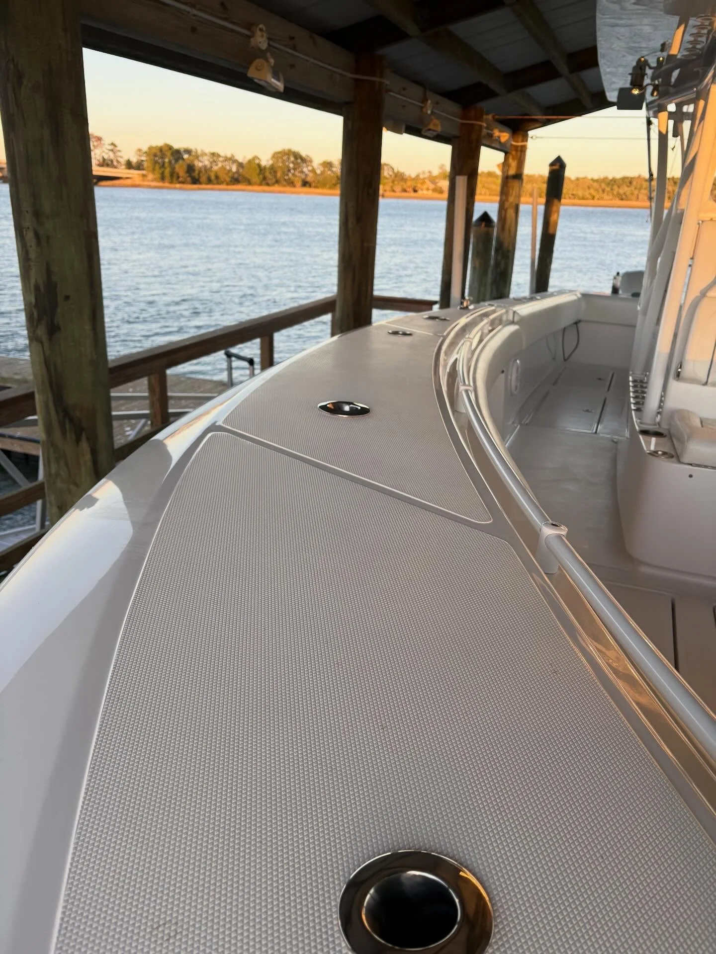 interior of boat and a lift