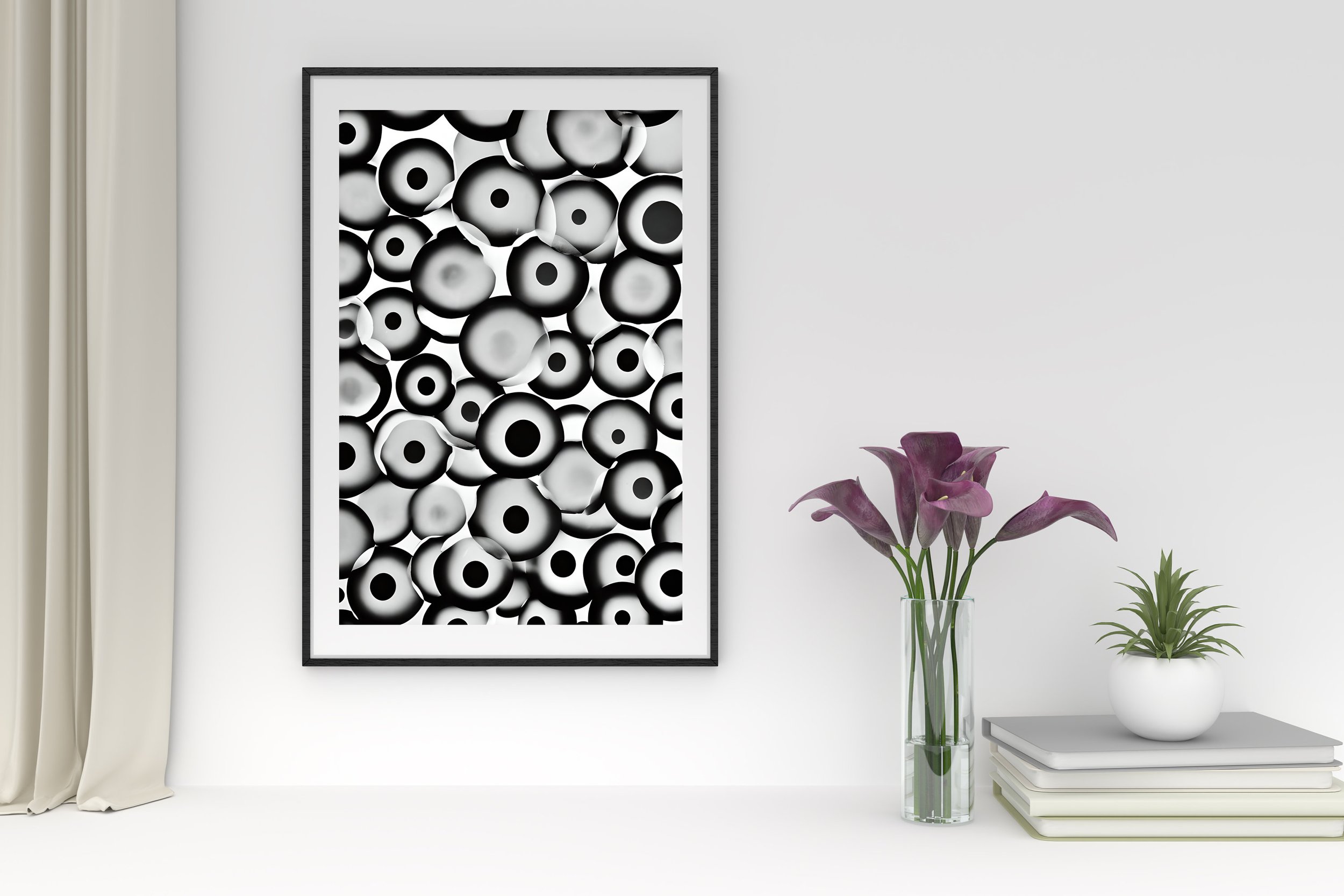 Wall Art Unique Designs, Abstract Black and White Print, Monochrome, Circles, Round, Swirls, Poster, Gift, Wall Art, Decor, Art Style 13