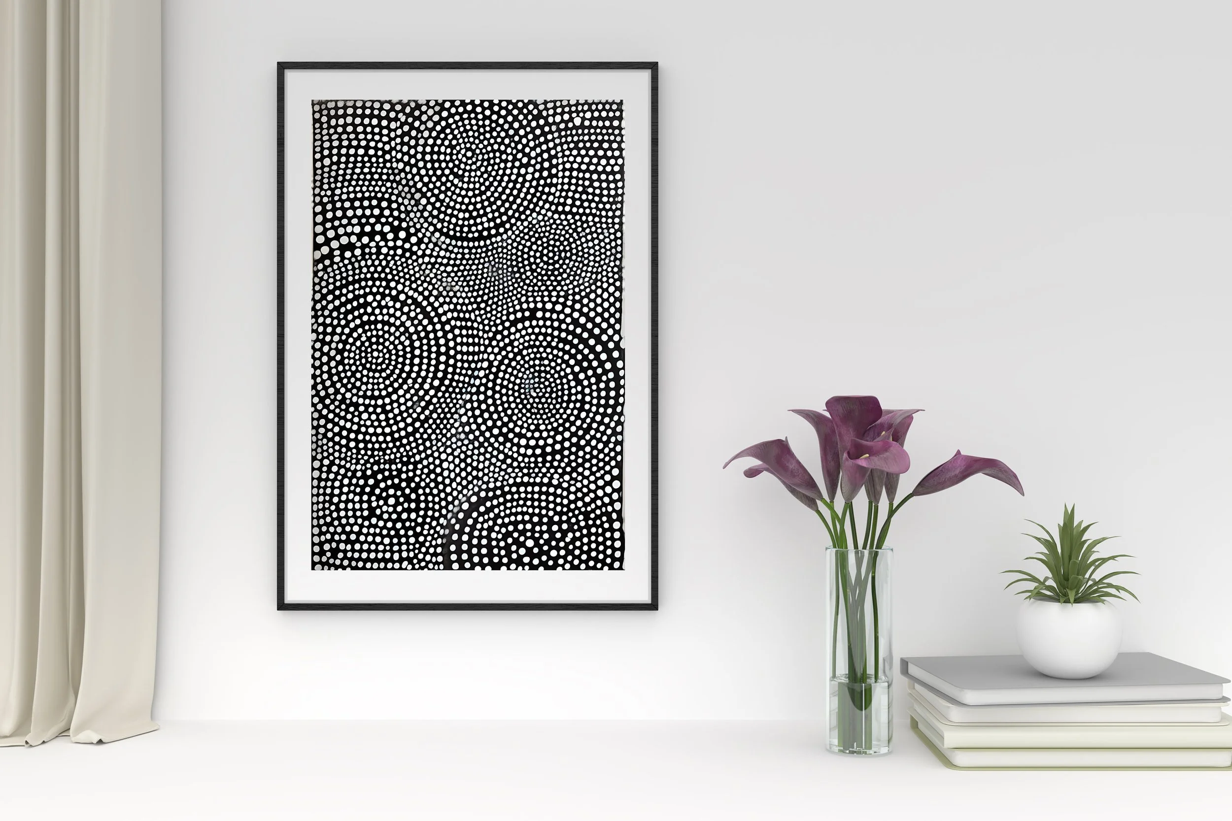 Wall Art Unique Designs, Abstract Black and White Print, Monochrome, Circles, Round, Swirls, Poster, Gift, Wall Art, Decor, Art Style 11