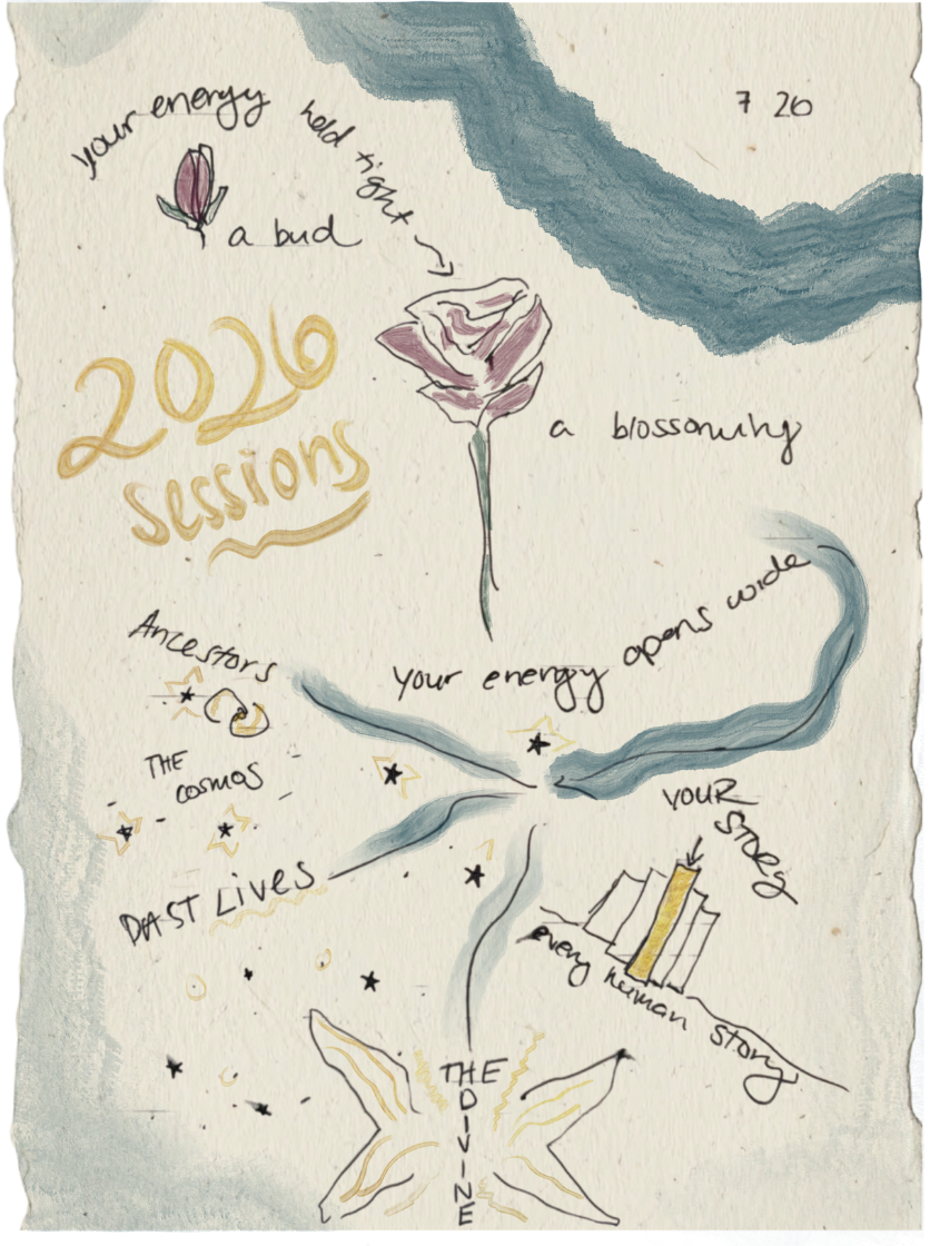 Illustration of a tight rosebud blossoming wide to the spiritual reality of ancestral and divine support