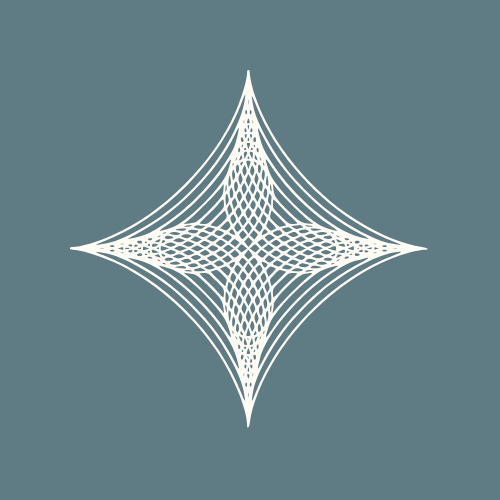 A symmetrical geometric design with white lines forming a star-like shape on a gray background