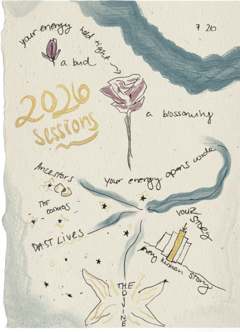 Illustration of a tight rosebud blossoming wide to the spiritual reality of ancestral and divine support