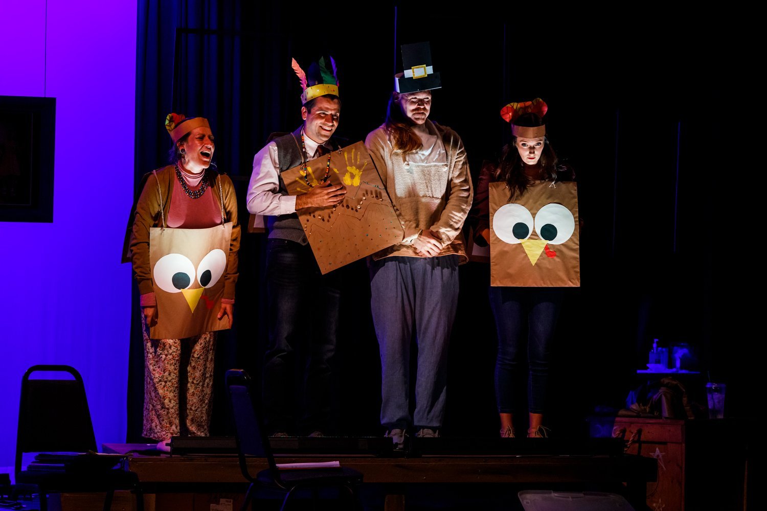The Thanksgiving Play/Lean Ensemble (Pictured) Libby Ricardo, Thomas Azar, Jonathan Dyrud, Taylor Harvey Photo by thefrenchguy Studio