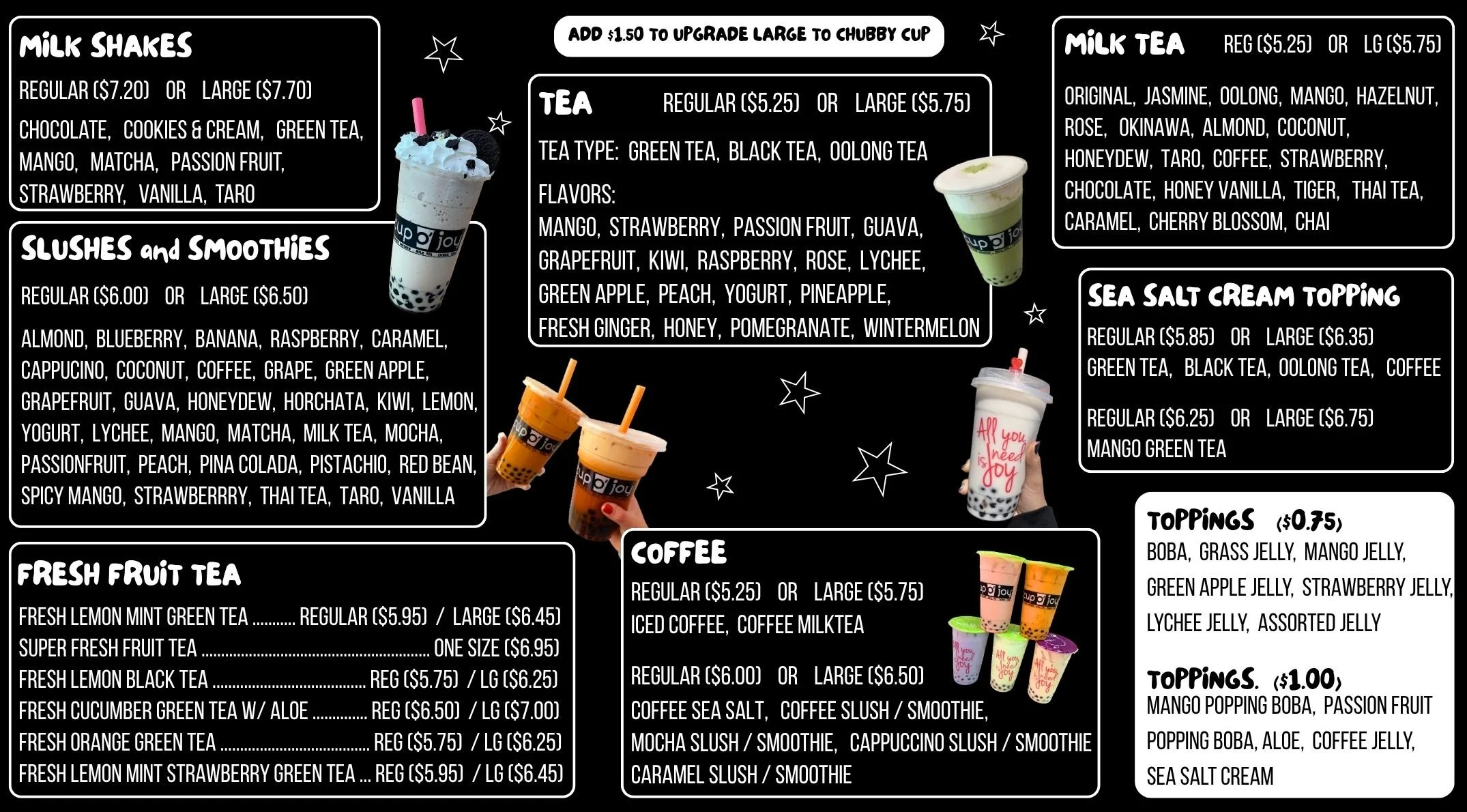 Cup O' Joy Drink Menu