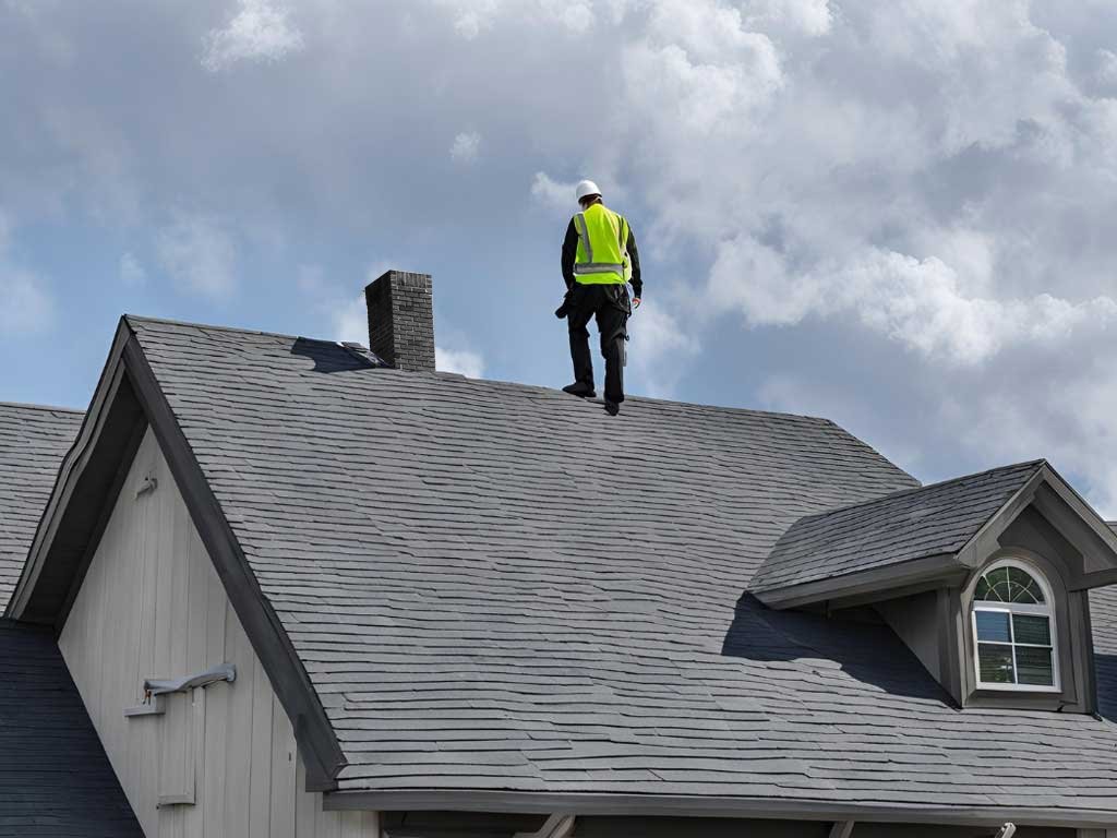 Roofing professional inspecting a residential roof in Calgary to assess condition and ensure quality workmanship
