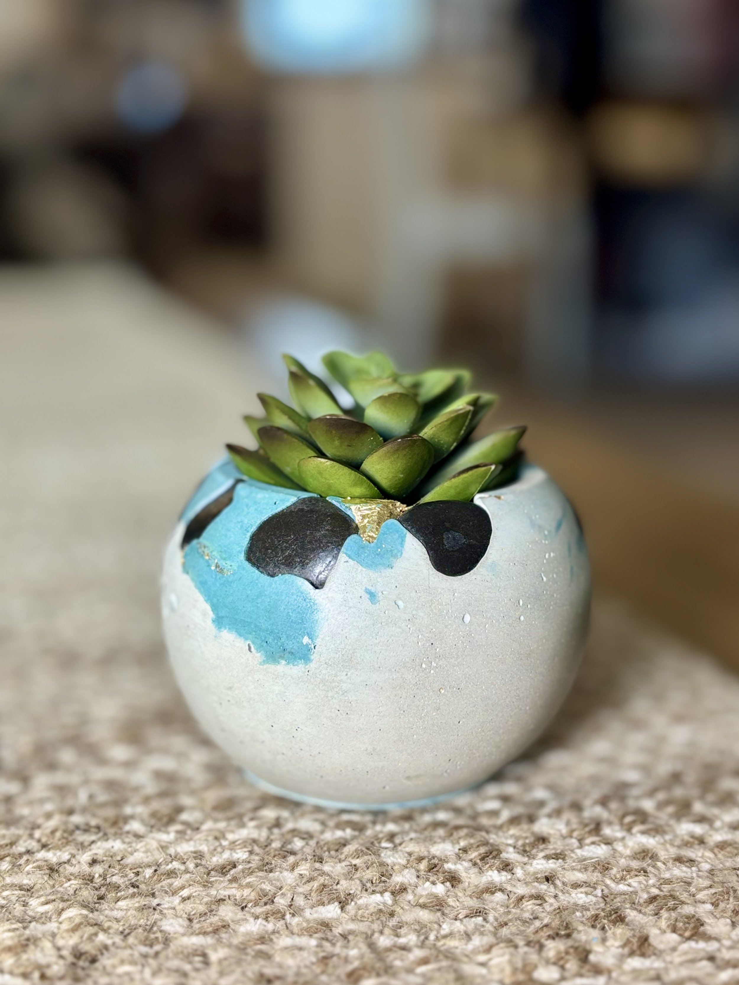 3.5" Mini Concrete Planter -gold
