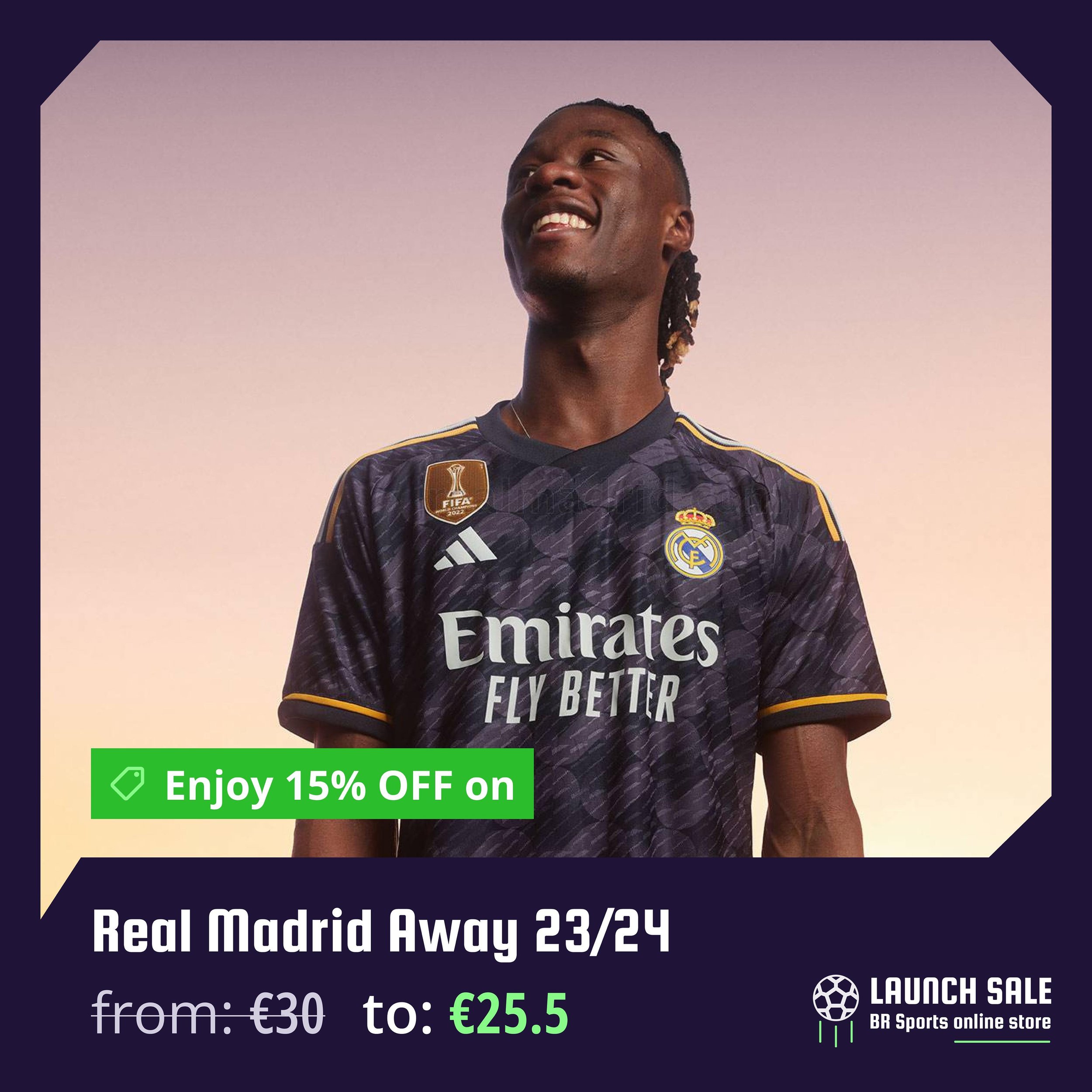 🚀 Launch Sale BR Sports online store 

Enjoy 15% OFF on Real Madrid Away 2023/24 jersey:
from: &euro;30 - to: &euro;25.5

✍️ Customization: &euro;10
📦 Delivery: &euro;6.9

Click the link in the bio and wear your football love!

*This promotion ends