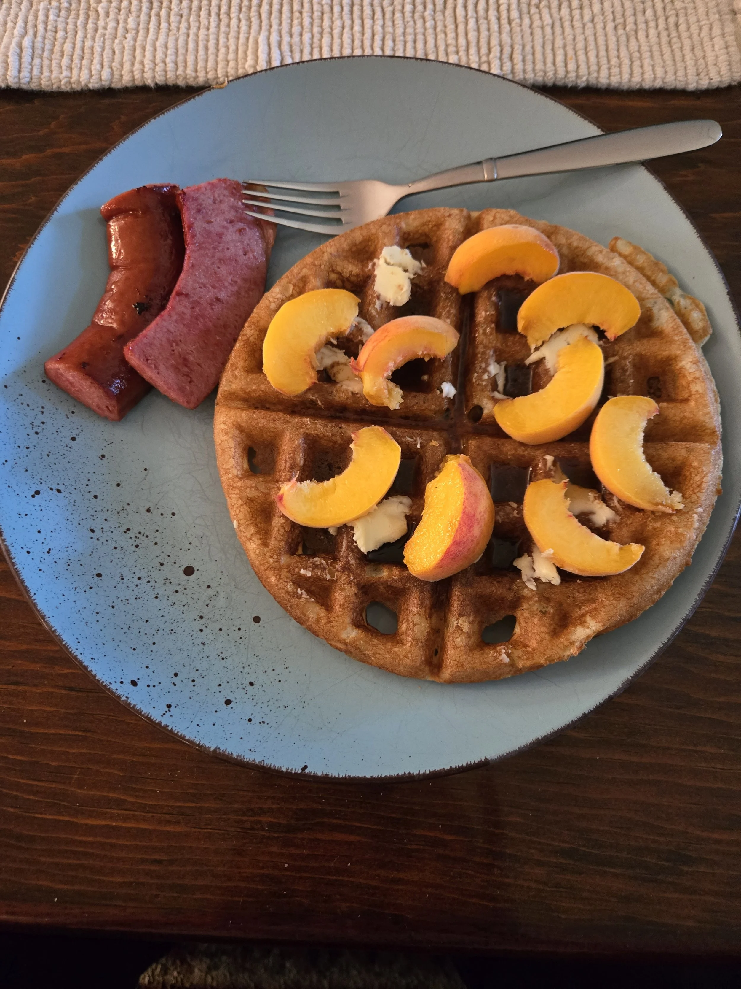 Sourdough Waffles and fresh peach