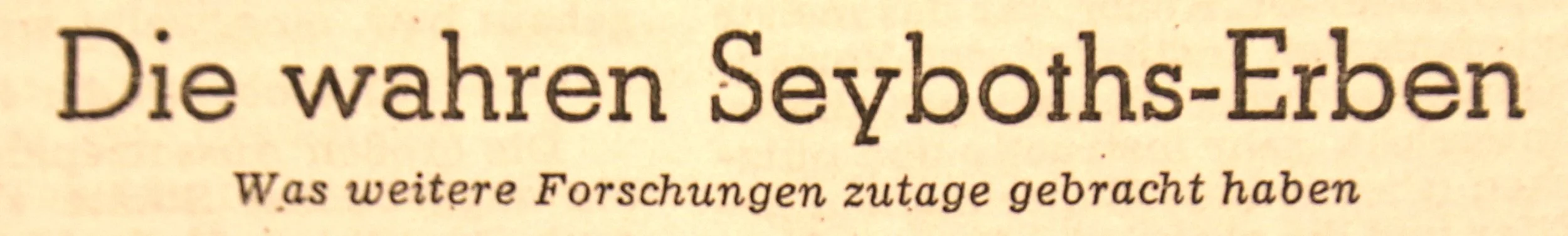 A mystery in the Seyboth Family