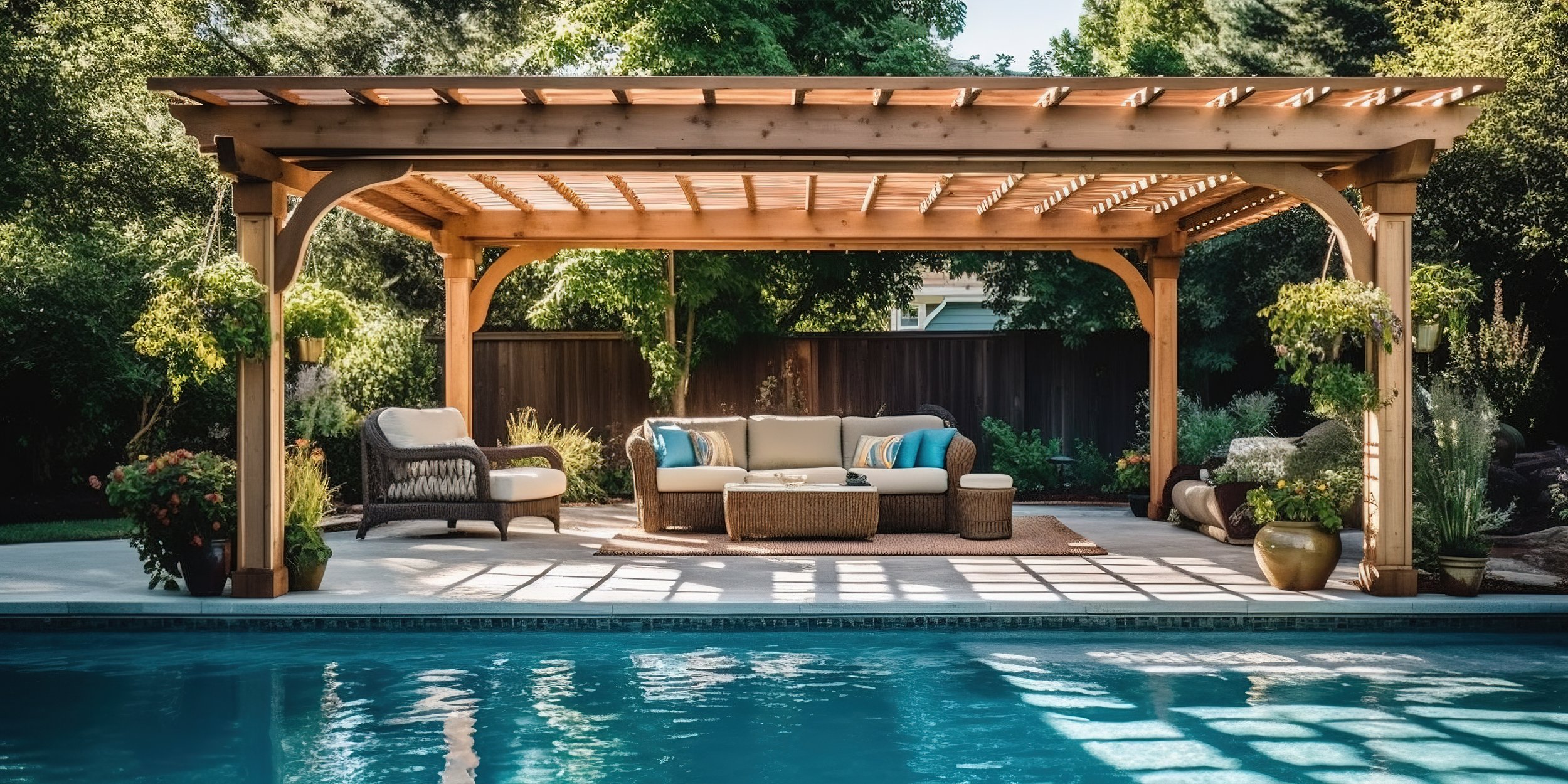 Custom Pool Side Pergola in Bridgeland Cypress, Tx