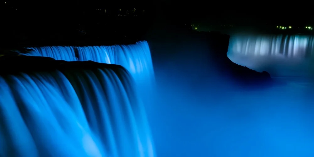 Side view of American Falls and Horseshoe Falls from Prospect Point