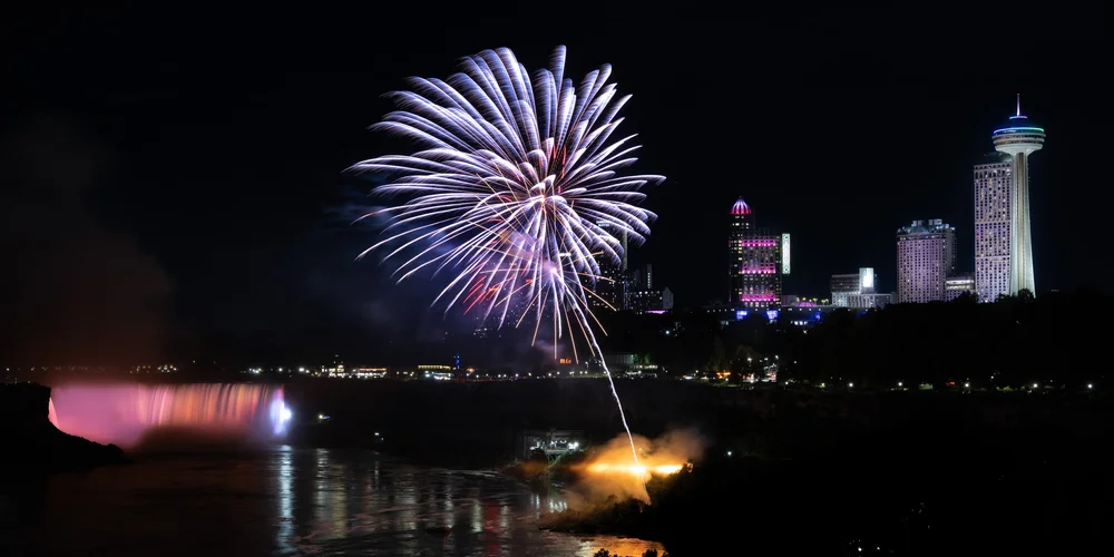 Niagara Falls Fireworks from Rainbow Bridge