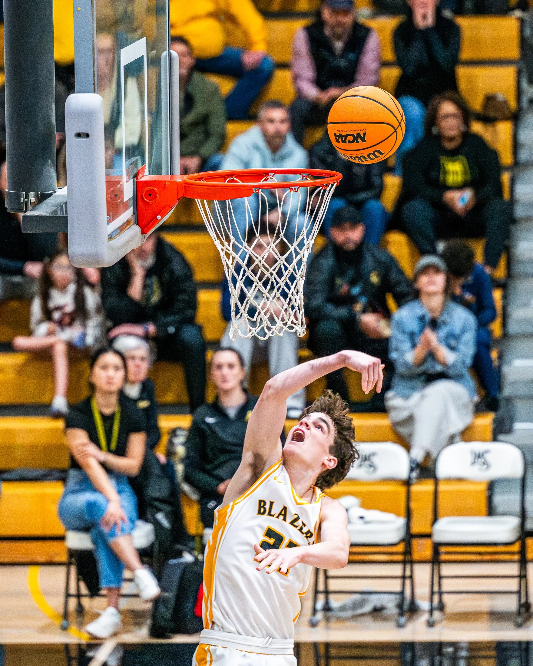 Lancaster Mennonite’s Chase Hurst completes a layup during a PIAA playoff game against Lansdale Catholic.