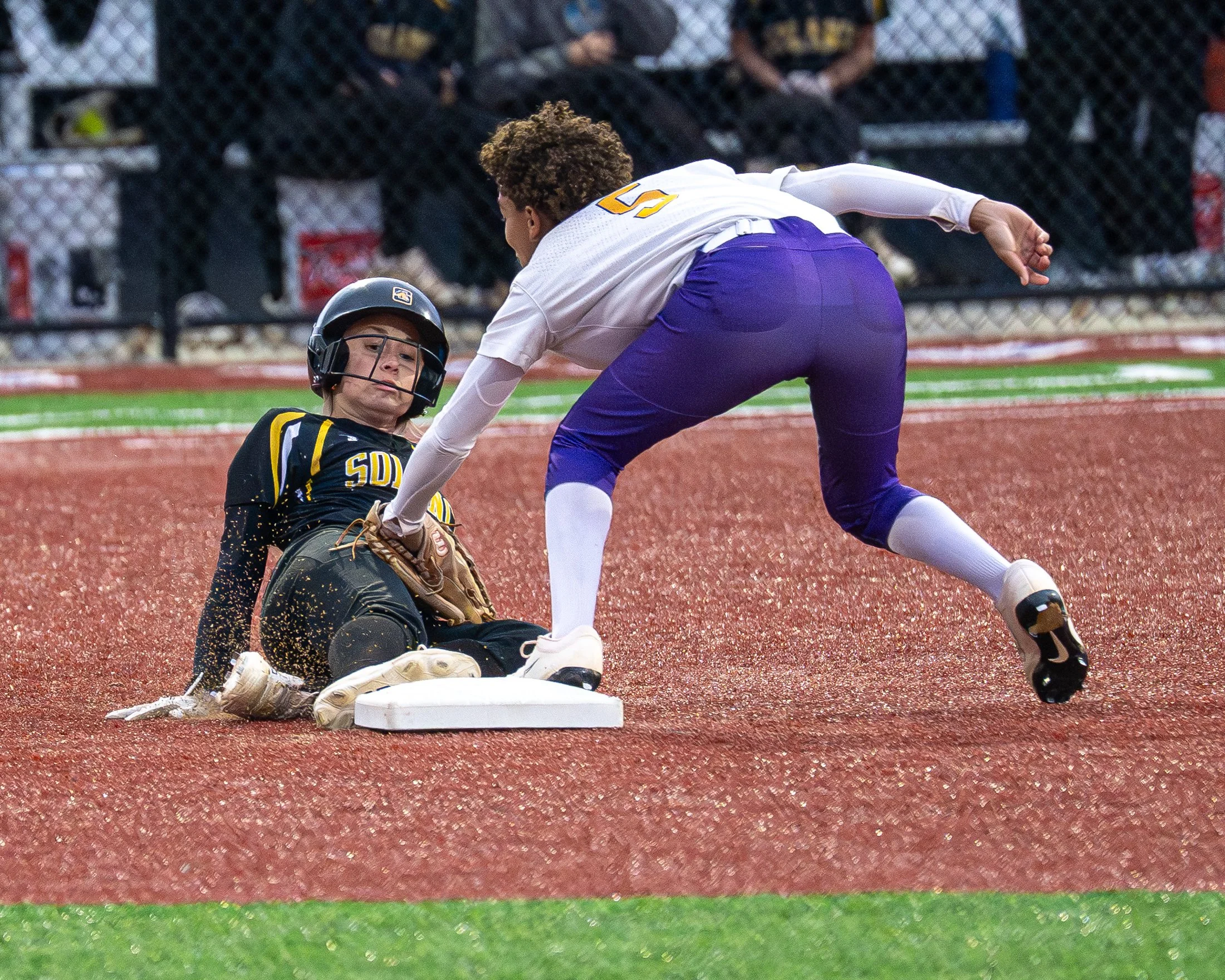 Angelina Calhoun (#5) of Lancaster Catholic High School tags out a runner at 2nd base on Thursday, May 14th 2026. Lancaster Catholic would fall 10-0 to Solanco in the championship game.