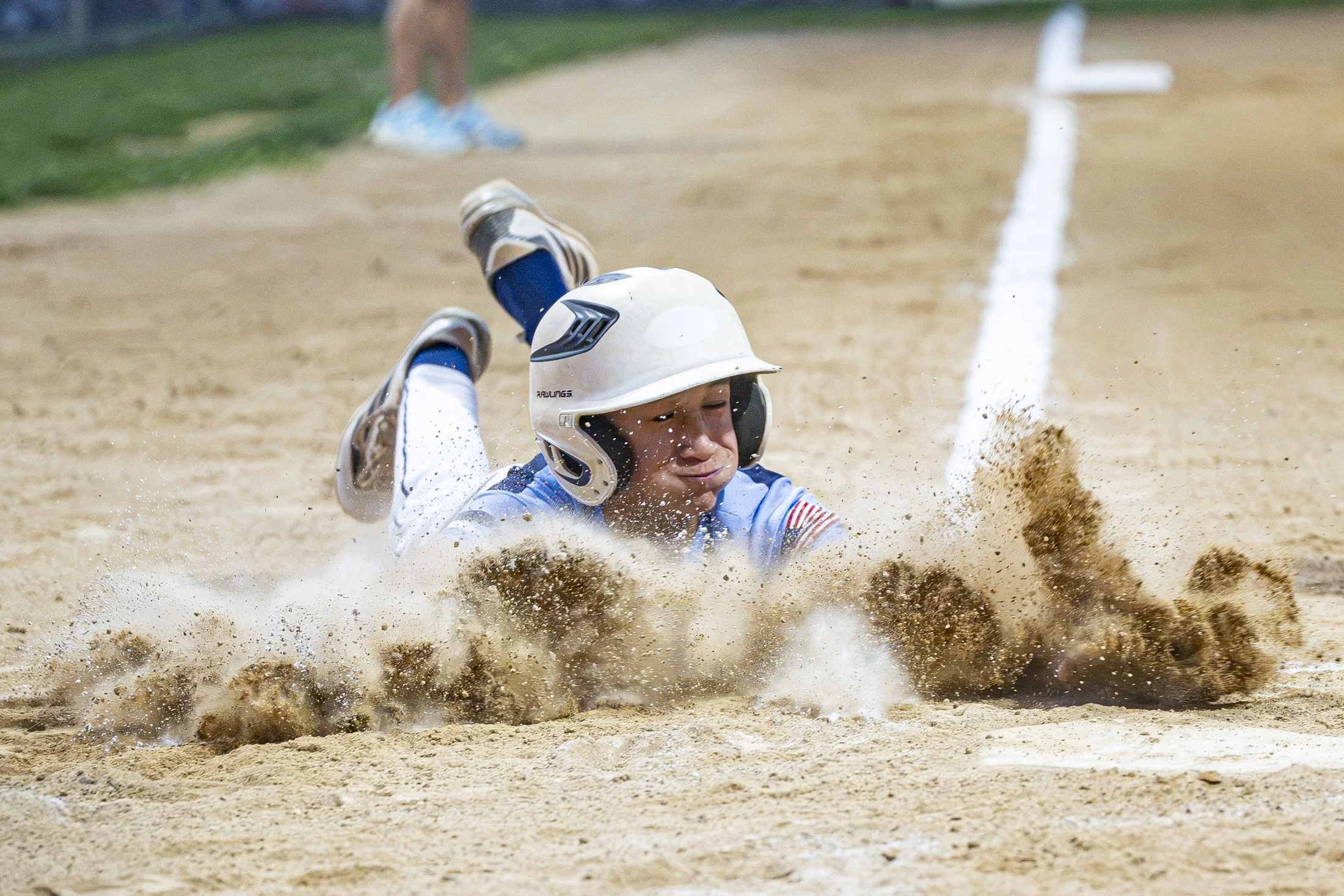 Caleb Crane of MT slides into home during the LNP 12U tournament game between the MT Streaks and Hempfield Black.