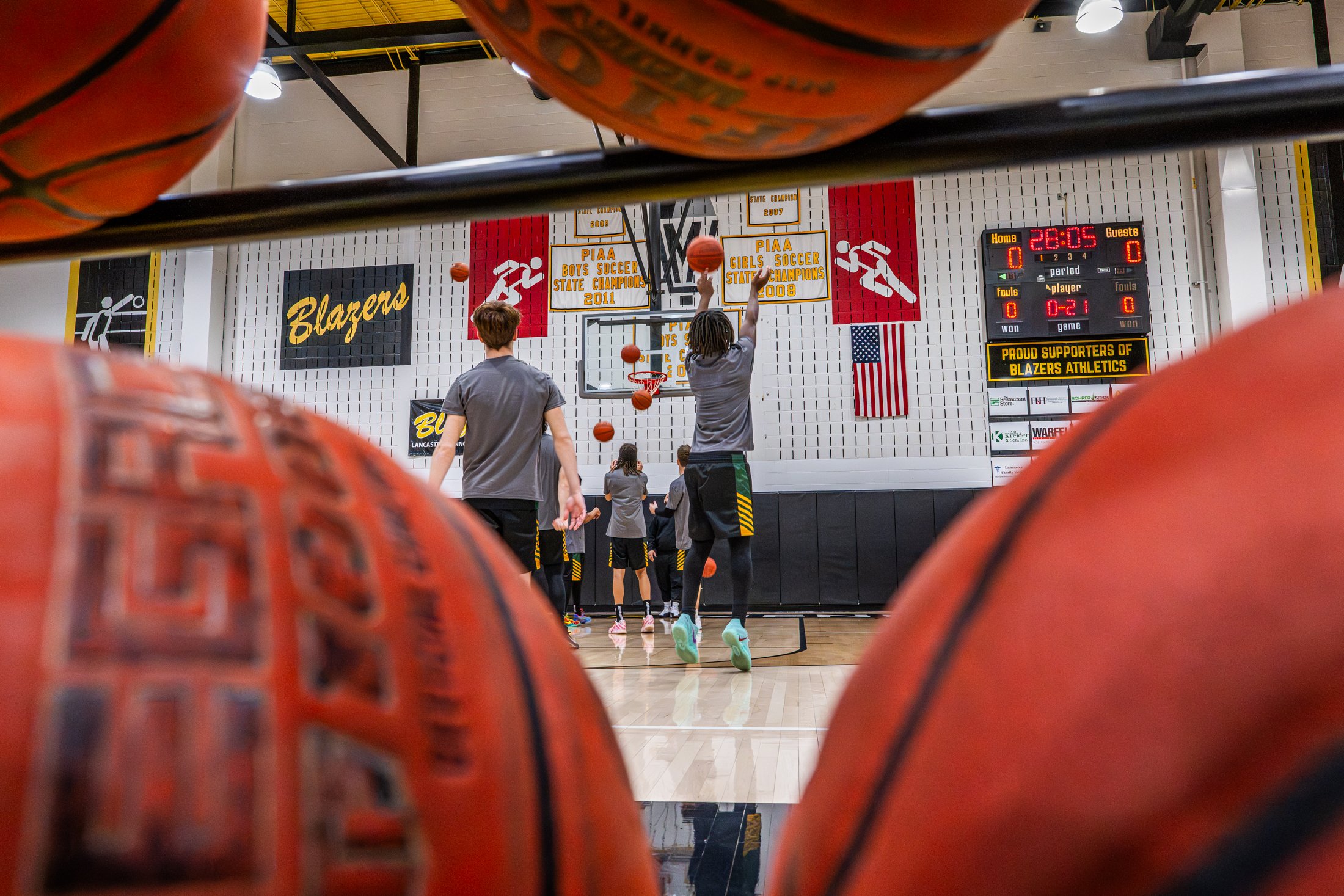 Lansdale Catholic players warm up before their PIAA playoff game.