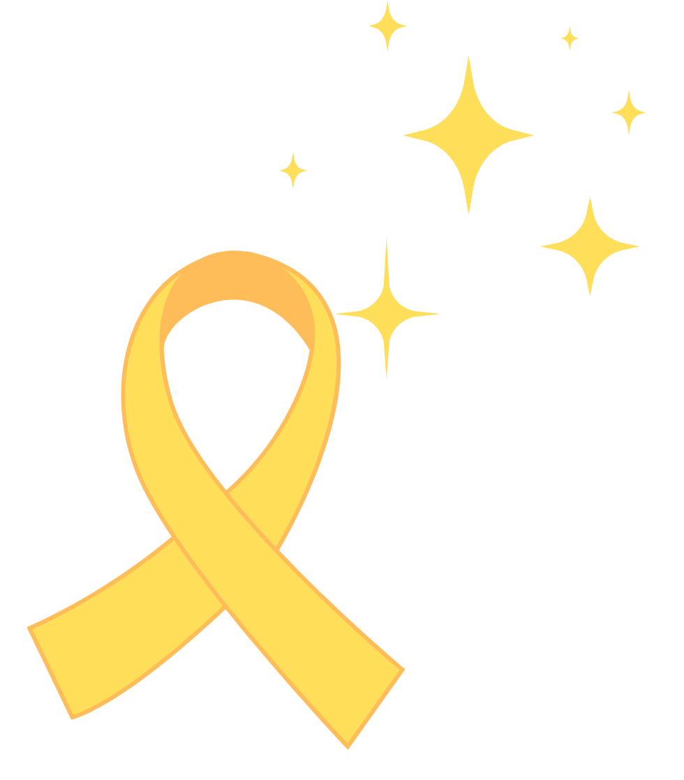 Yellow cancer awarness ribbon with sparkles