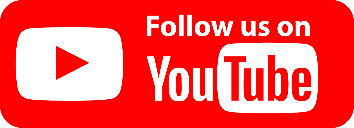 YouTube logo with text 'Follow us on YouTube'
