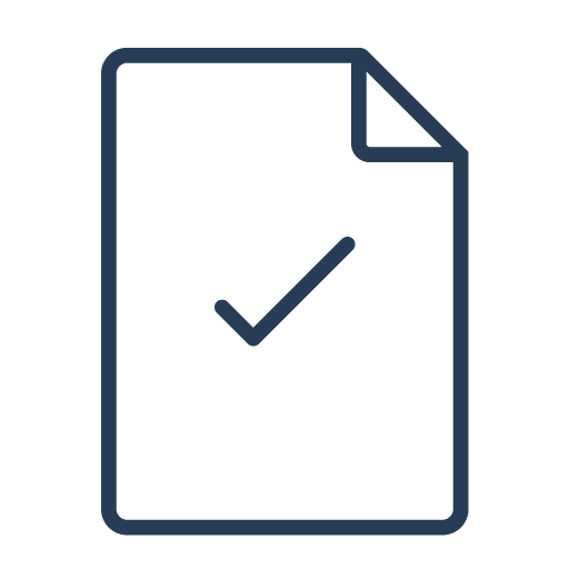 Icon of a document with a checkmark, indicating approval or completion.