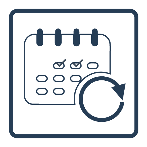 Icon representing routine cleaning schedule, checks and reviews