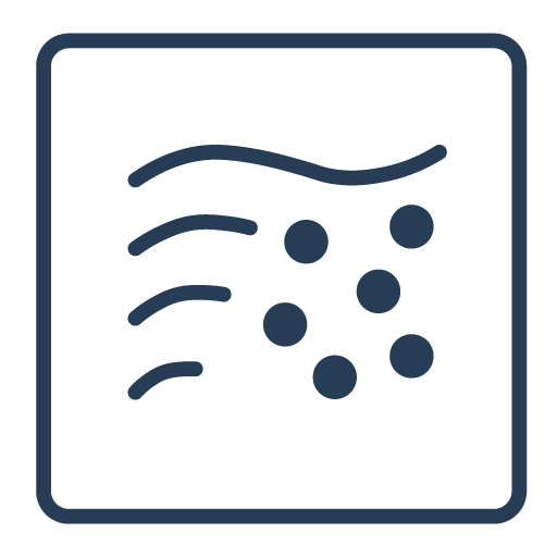 Icon representing contamination and particle control in cleanrooms