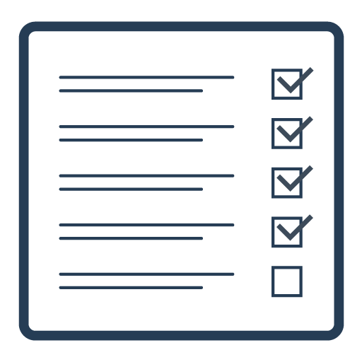 Checklist with five items, four marked checked, one unchecked