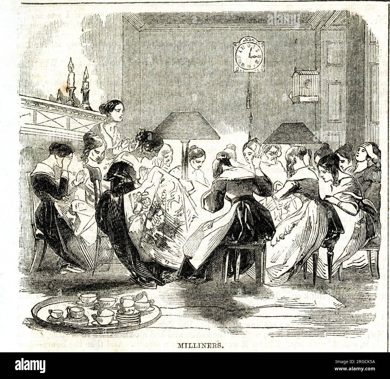 "Milliners, Slaves of the Needle" 
Working in a milliners shop, like Martha, meant long hours (sometimes 12!) sewing hats for upper-class ladies. 