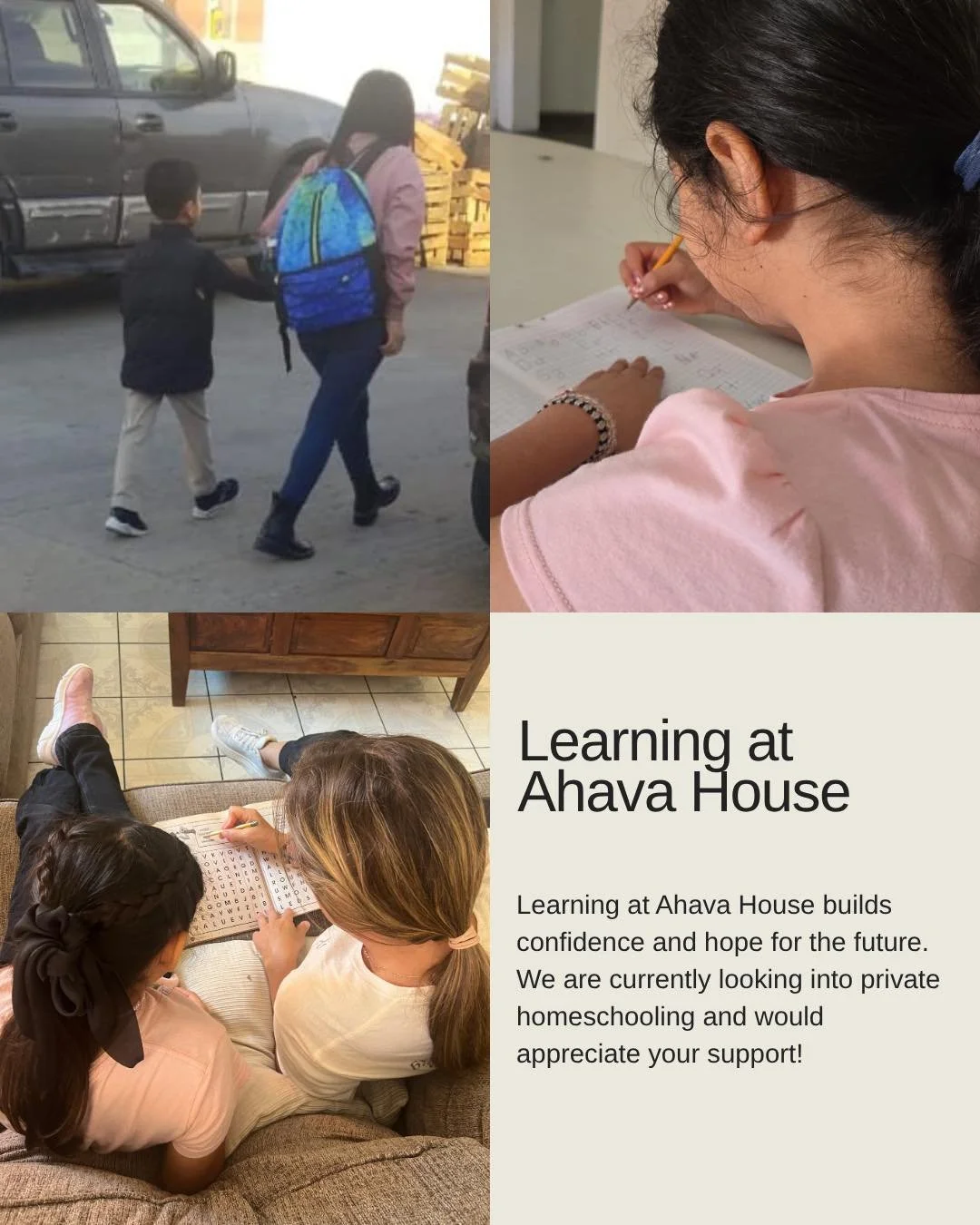 Learning at Ahava House is key to helping each girl grow in confidence and step into a brighter future. We are working to start private homeschooling so we can meet their individual needs, but we need support to make it possible. Every gift helps cre