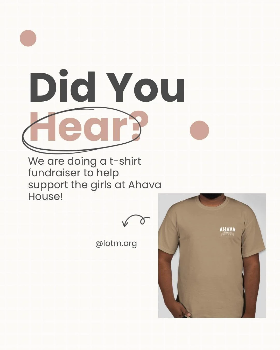 Wear the mission. Share the hope. 💛
Every t-shirt purchased helps support the girls at Ahava House and the work God is doing here. Thank you for being part of the story.

List  Lotm.org  to get your t shirt today!

#AhavaHouse #SupportAhava #AhavaMe
