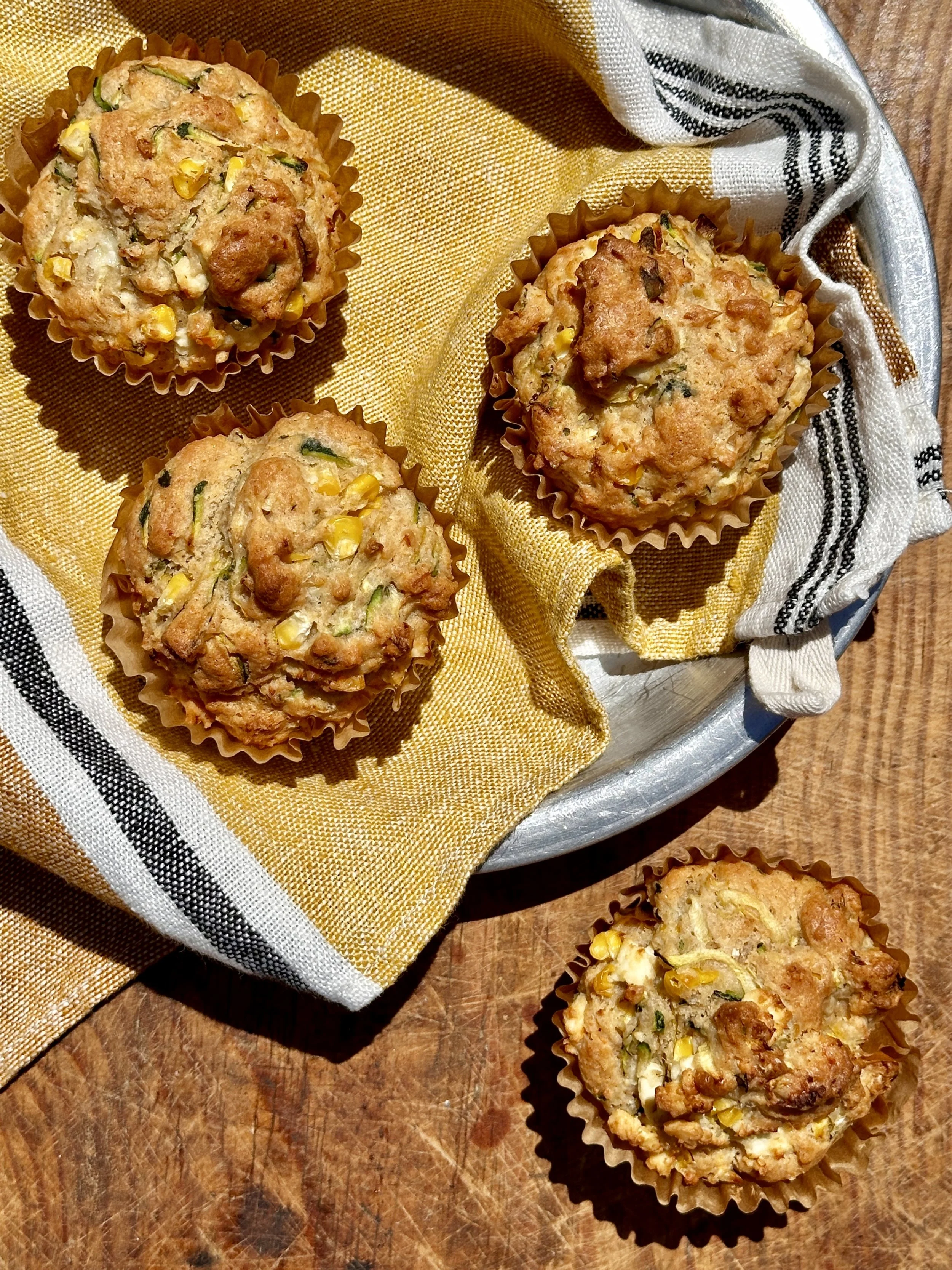 ZUCCHINI, CORN AND FETA MUFFINS