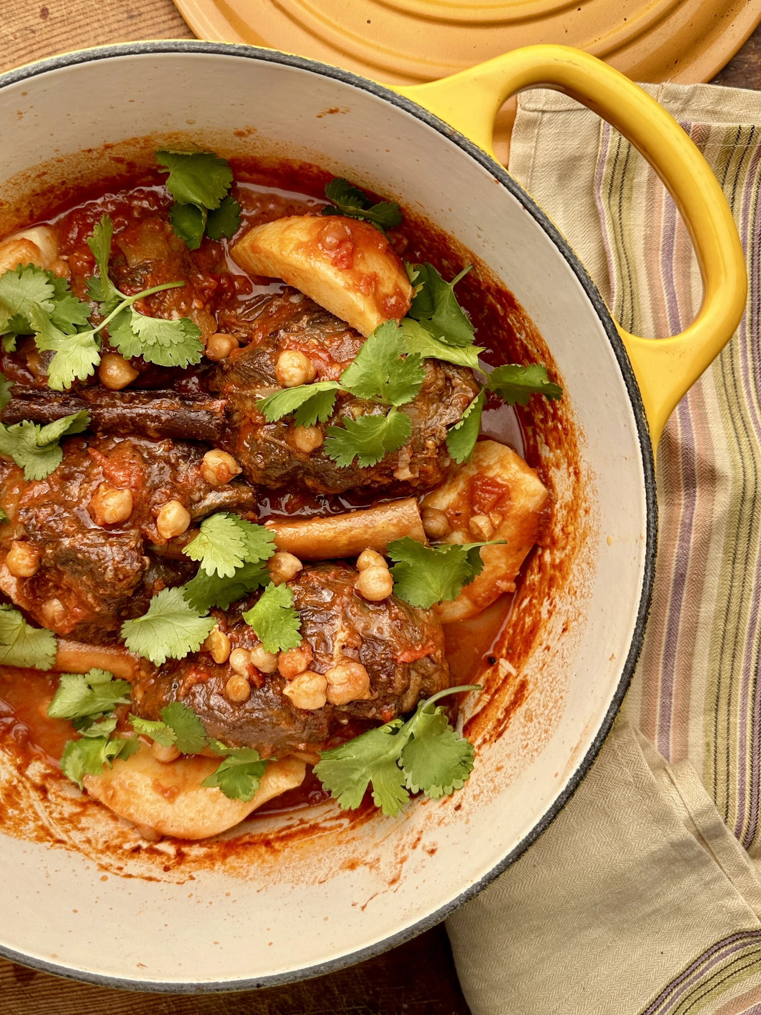 SPICED LAMB SHANKS WITH QUINCE AND CHICKPEAS