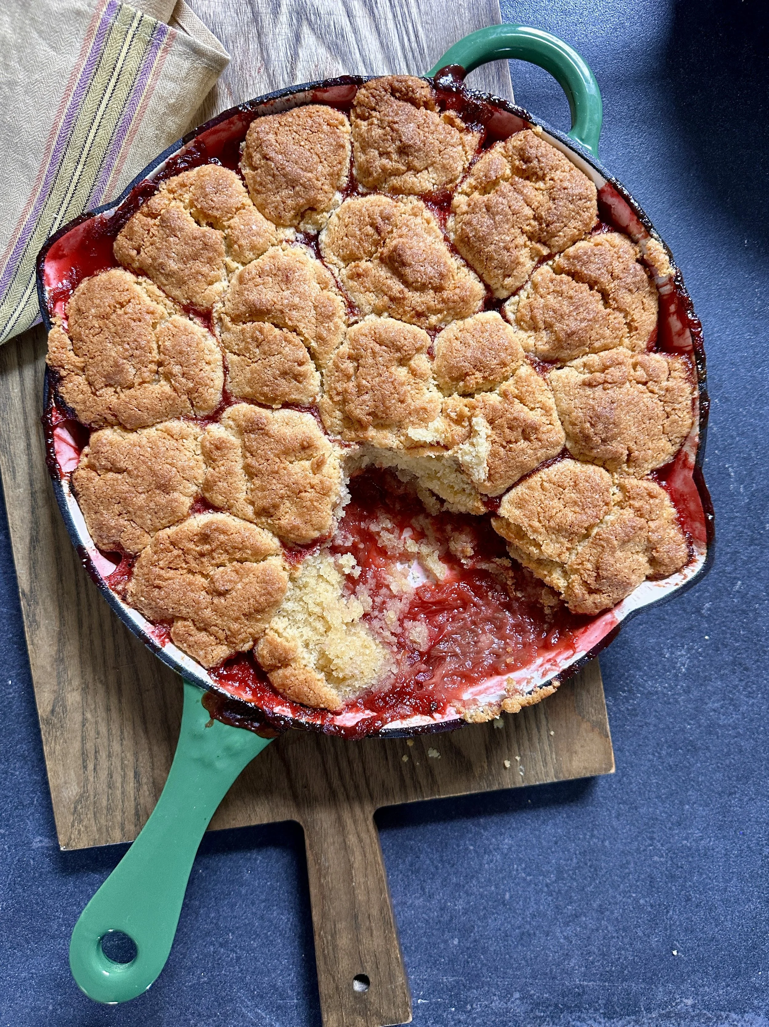 SPICED RHUBARB, APPLE, ORANGE AND HONEY COBBLER