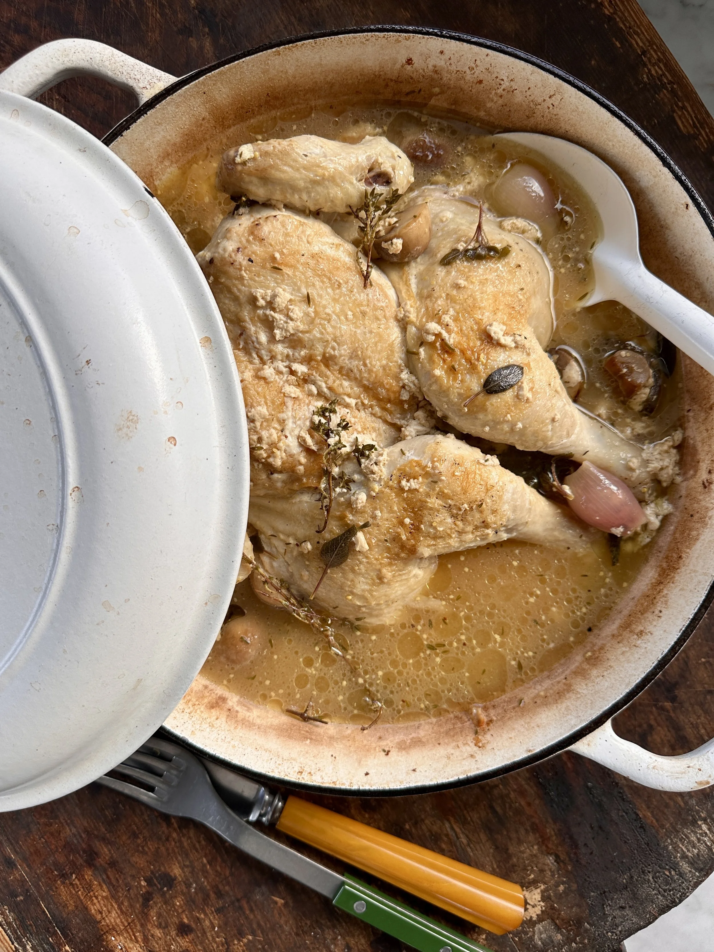 BUTTERMILK BRAISED CHICKEN &amp; MUSHROOMS